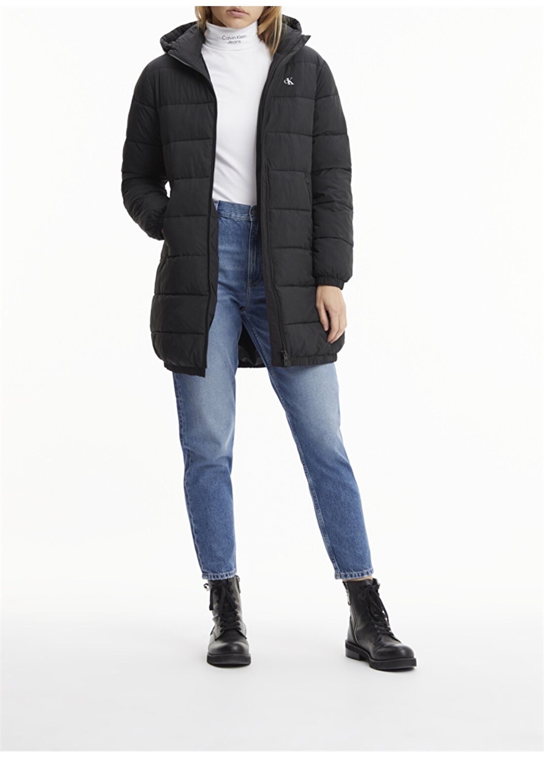 Calvin Klein Jeans Kapüşonlu Normal Kalıp Siyah Kadın Mont J20J219595BEH