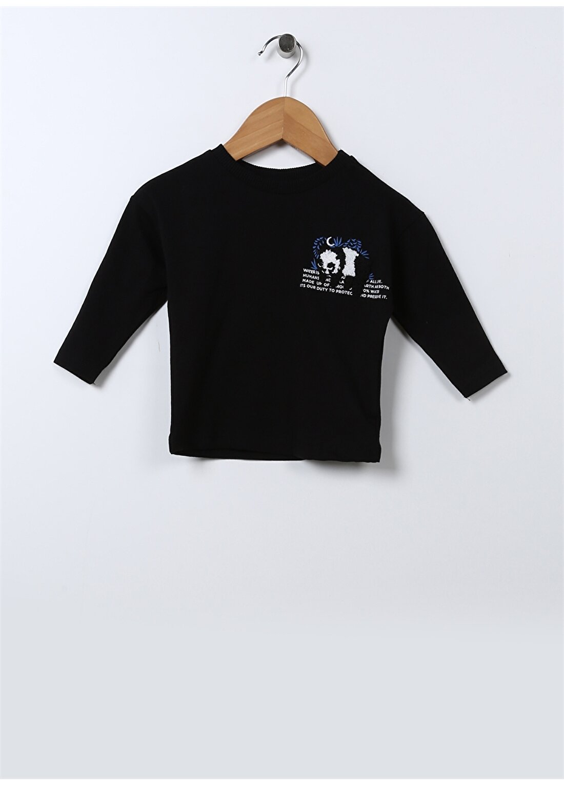 Mammaramma Nakışlı Siyah Bebek T-Shirt 22FWB-45