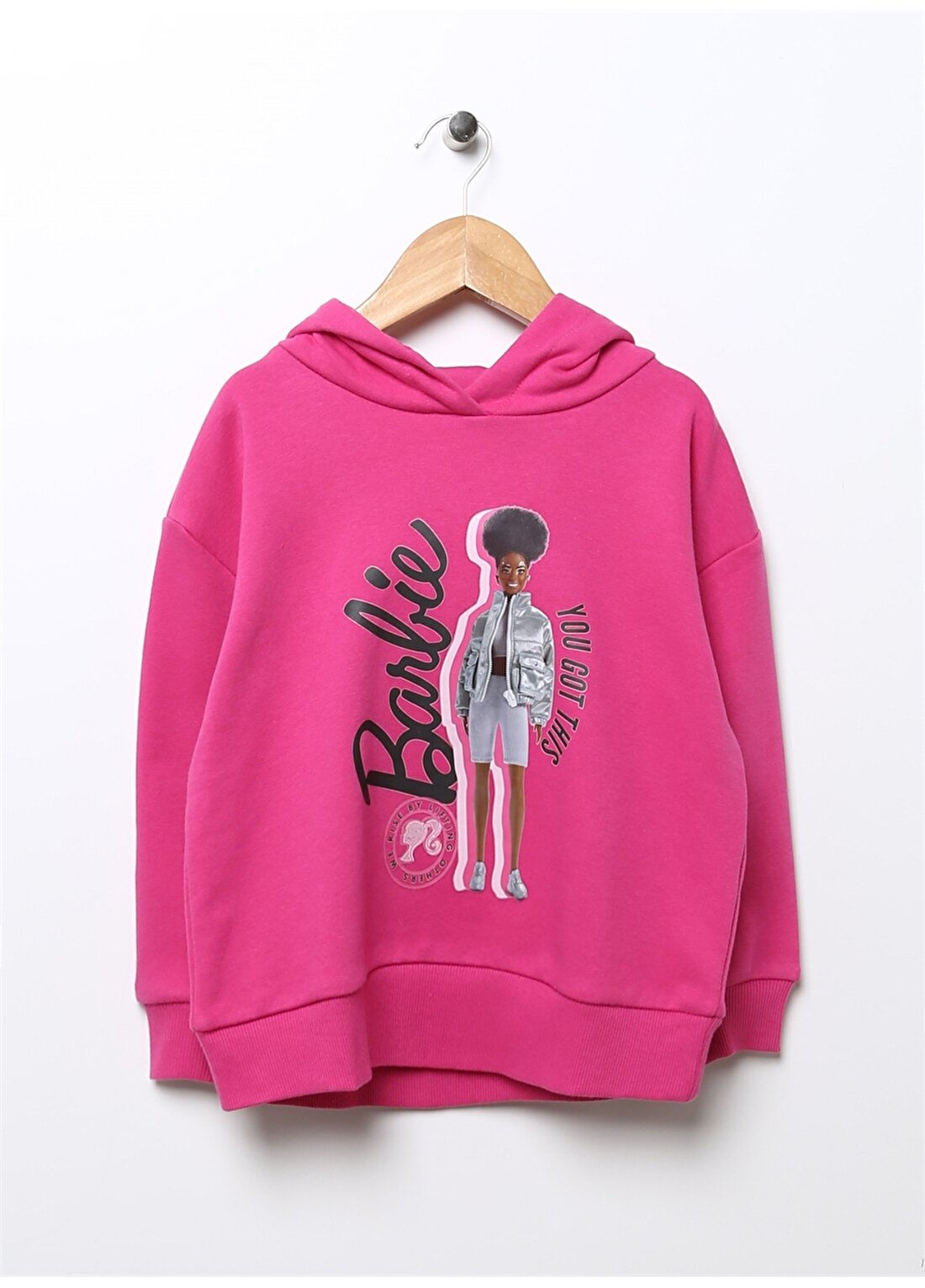 Barbie Pembe Kız Çocuk Kapüşonlu Uzun Kollu Baskılı Sweatshirt 22BW-12