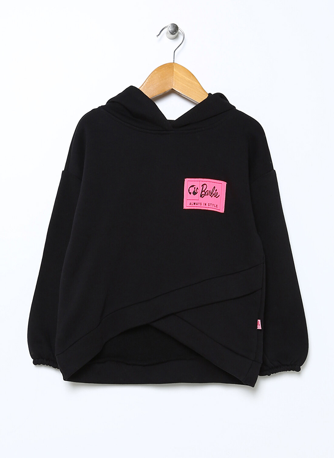 Barbie Siyah Kız Çocuk Kapüşonlu Uzun Kollu Düz Sweatshirt 22BW-42  