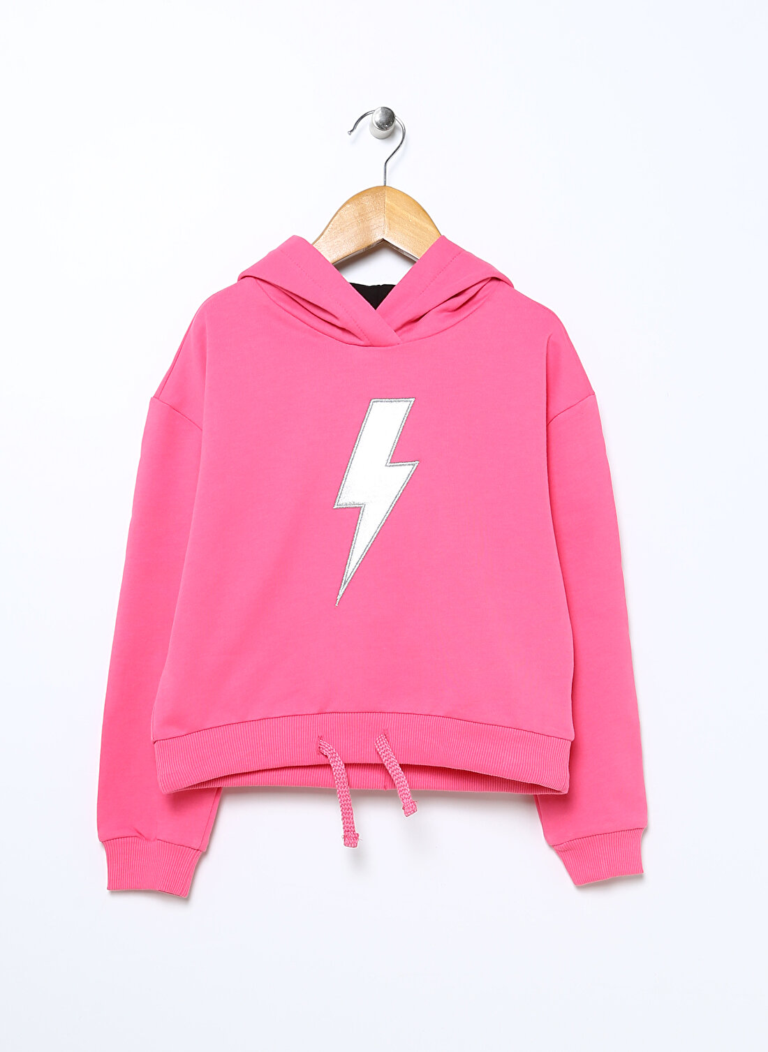 Funky Rocks Fuşya Kız Çocuk Kapüşonlu Düşük Omuz Baskılı Sweatshirt NG-200  