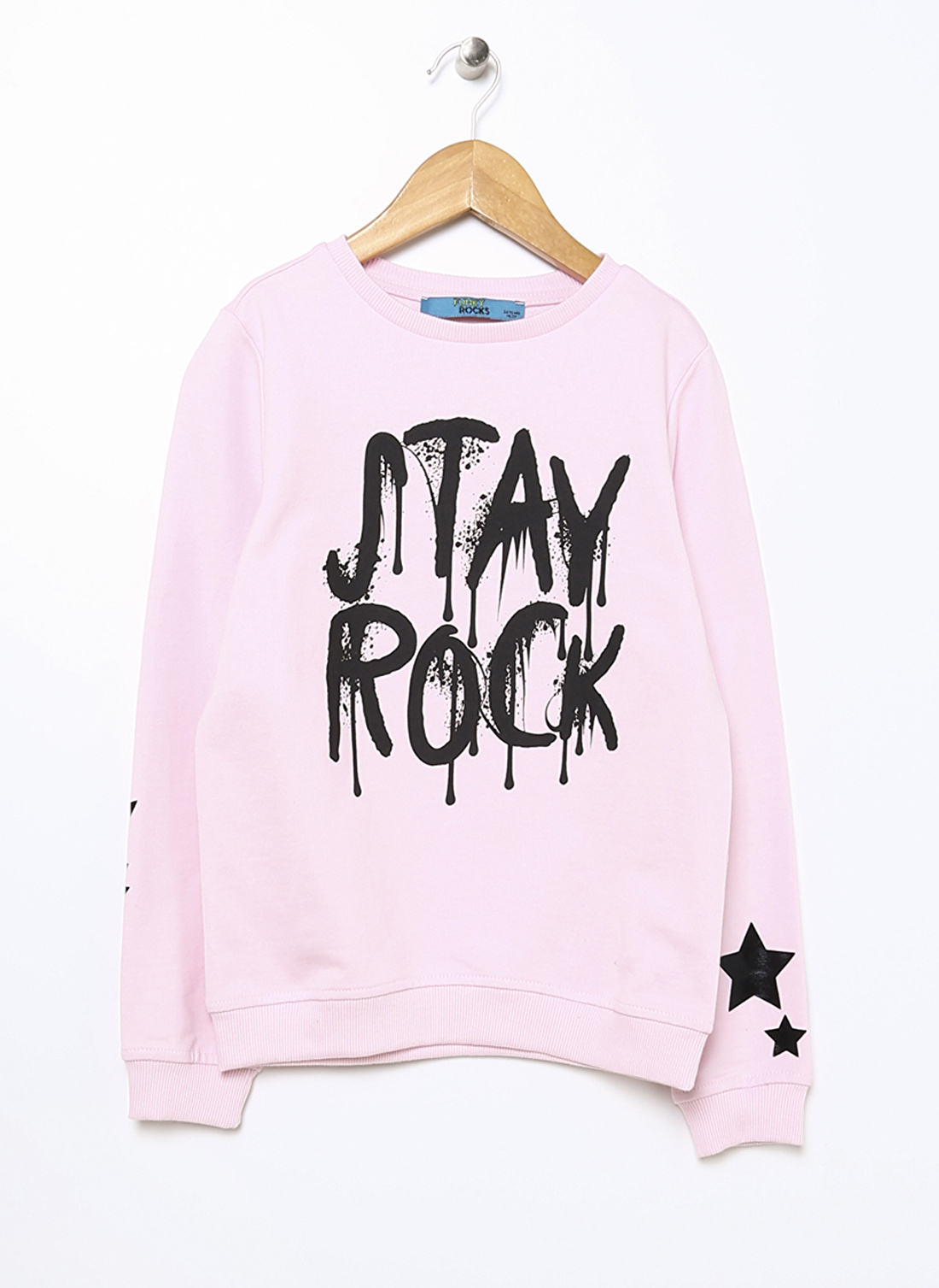 Funky Rocks Pembe Kız Çocuk Bisiklet Yaka Uzun Kollu Baskılı Sweatshirt PRG-15  