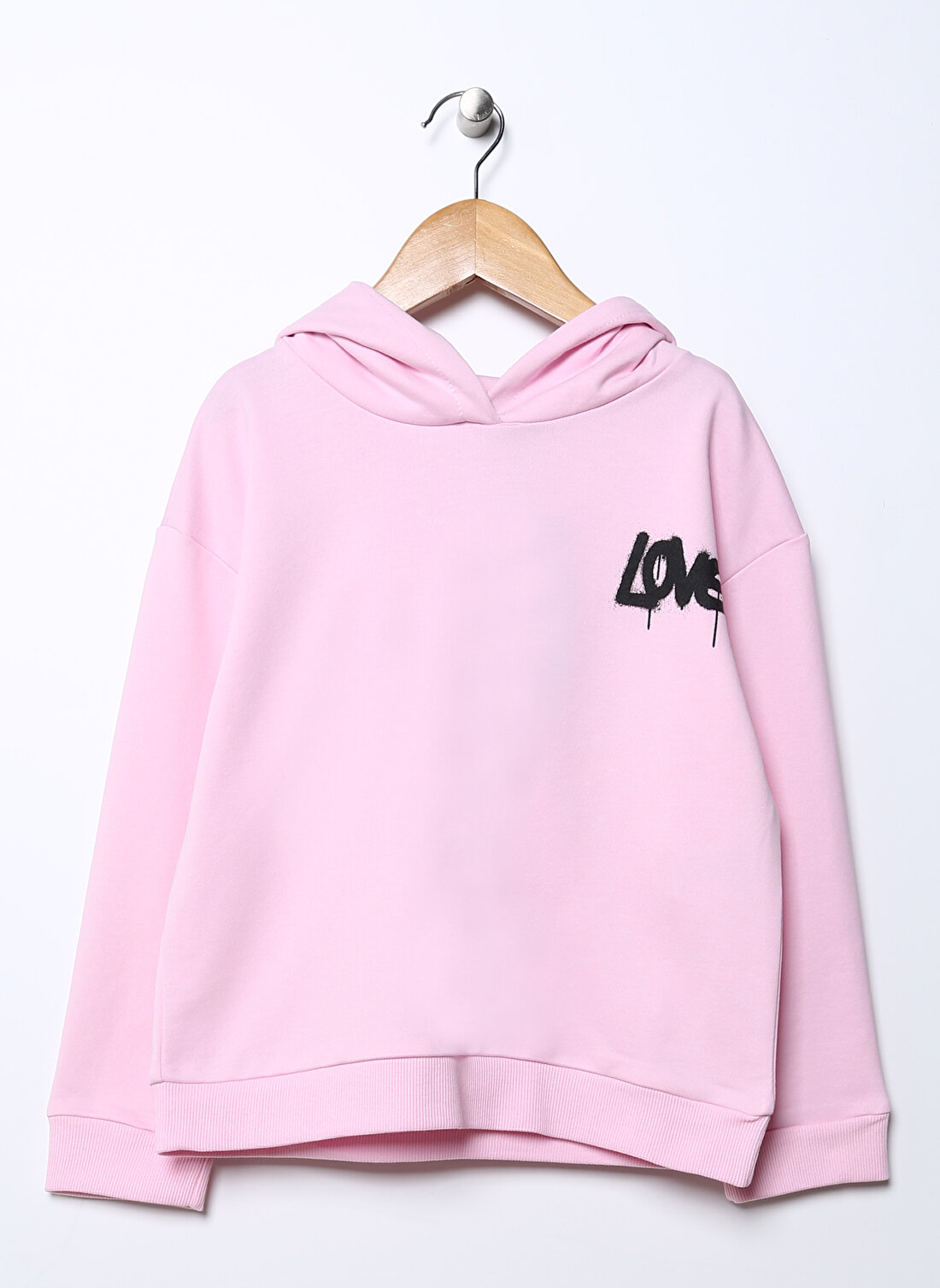 Funky Rocks Pembe Kız Çocuk Kapüşonlu Uzun Kollu Baskılı Sweatshirt DFG-30  