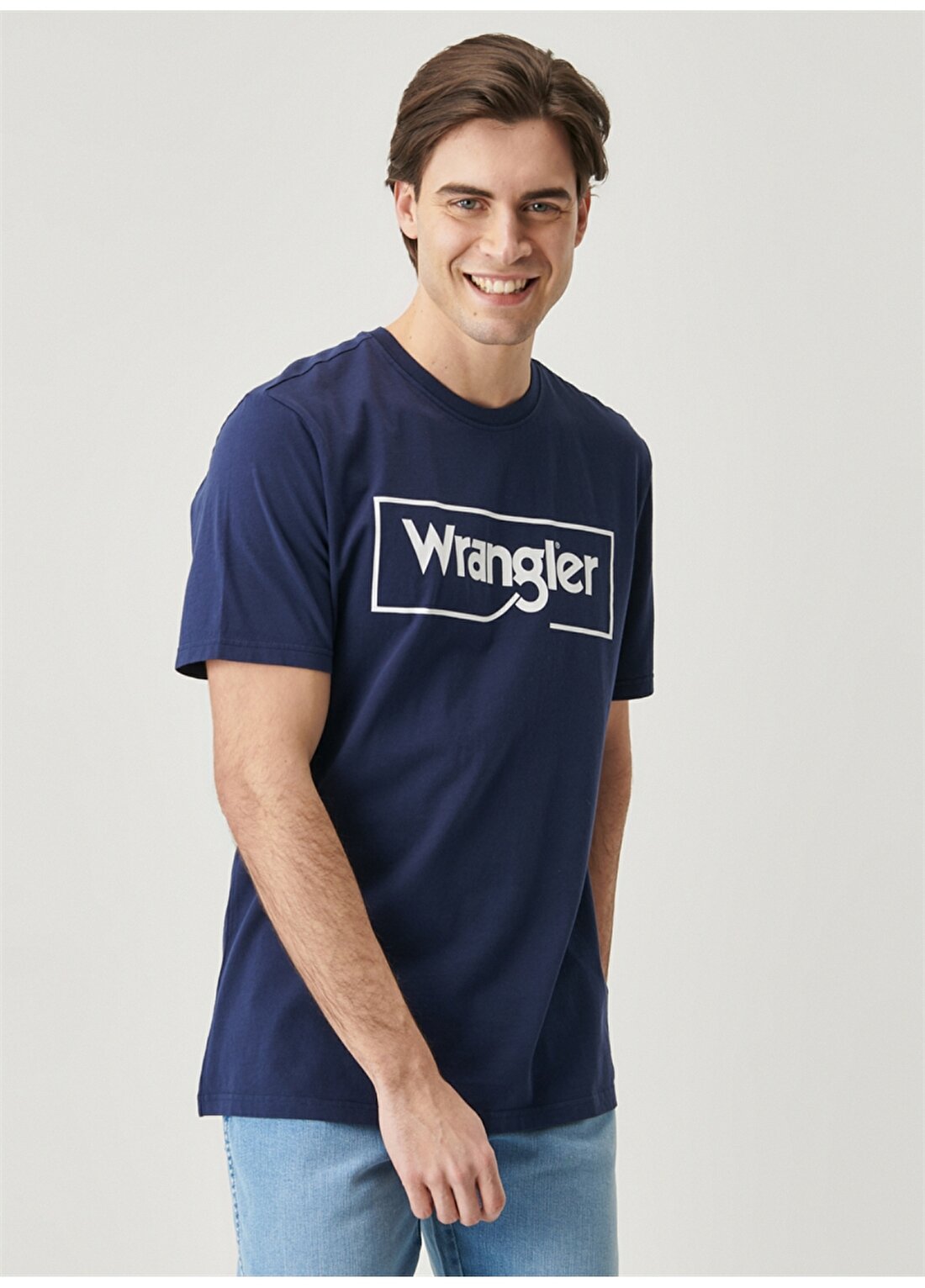 Wrangler Lacivert Erkek T-Shirt Lightweight SS Frame Logo Cneck Tee