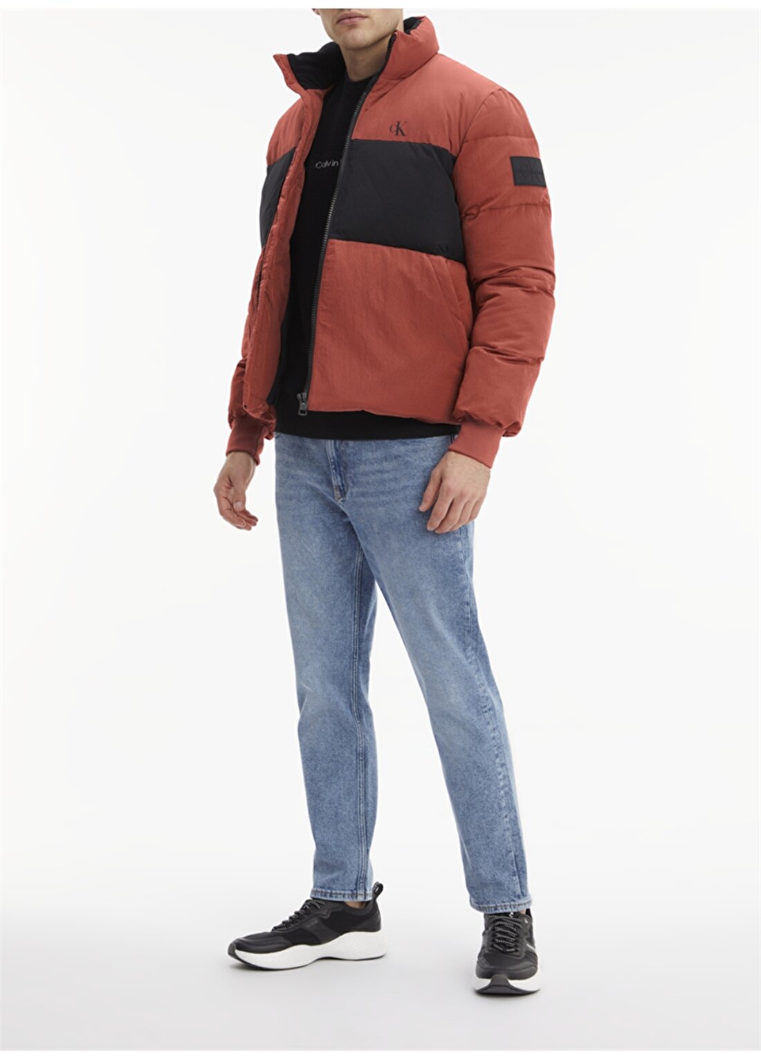 Calvin Klein Jeans Kırmızı Erkek Düz Yaka Baskılı Mont J30J320928-XLN_COLORBLOCK NON-DOWN