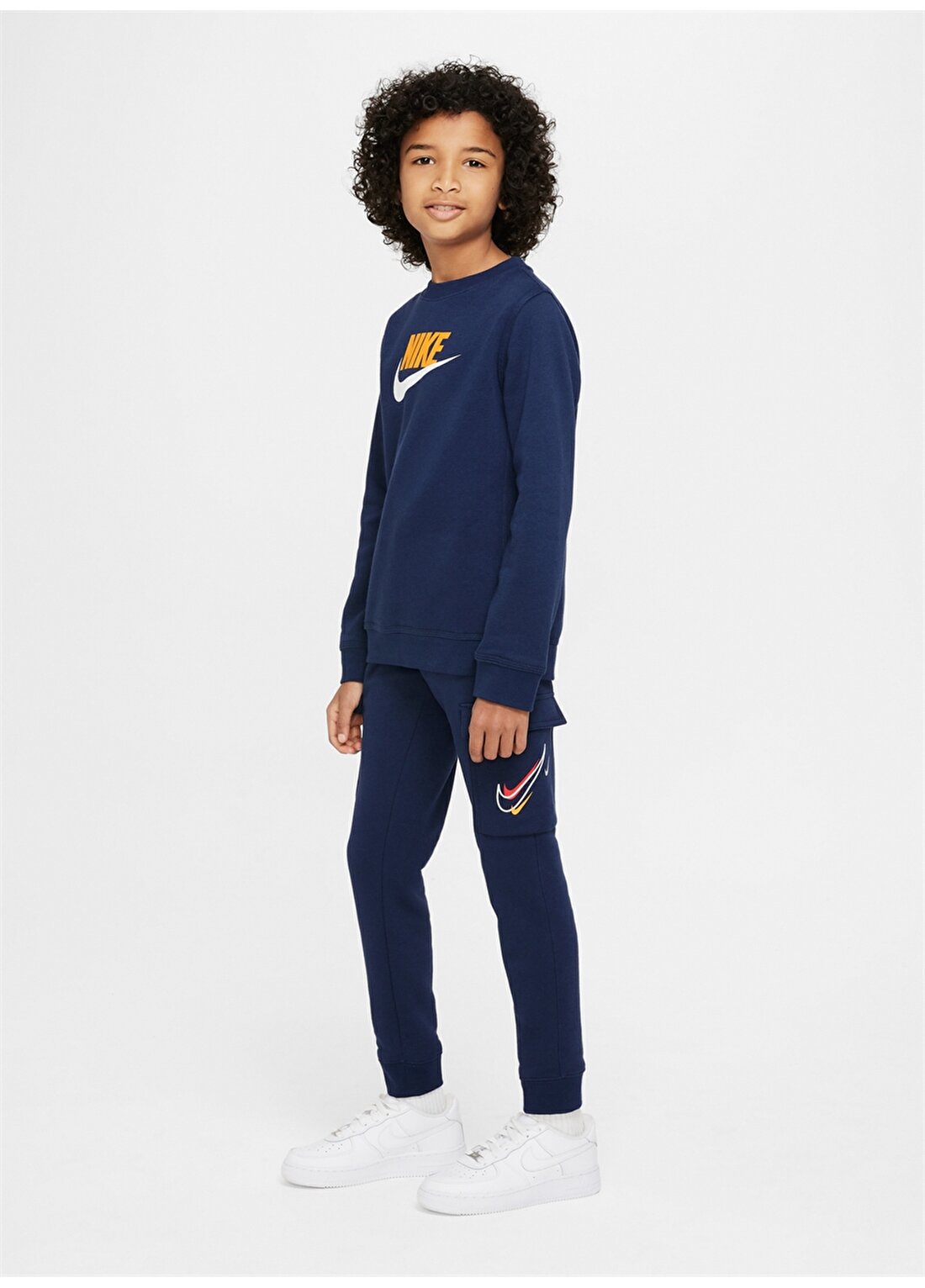 Nike Lastikli Paça Lacivert Erkek Çocuk Eşofman Altı DX2299-410 B NSW SOS FLC CARGO PANT