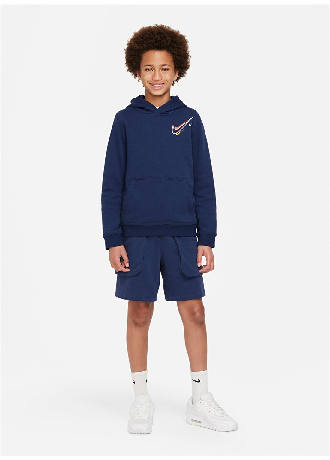 Nike Çocuk Lacivert Kapüşonlu Sweatshirt DX2295-410 B NSW SOS FLC PO HOODIE