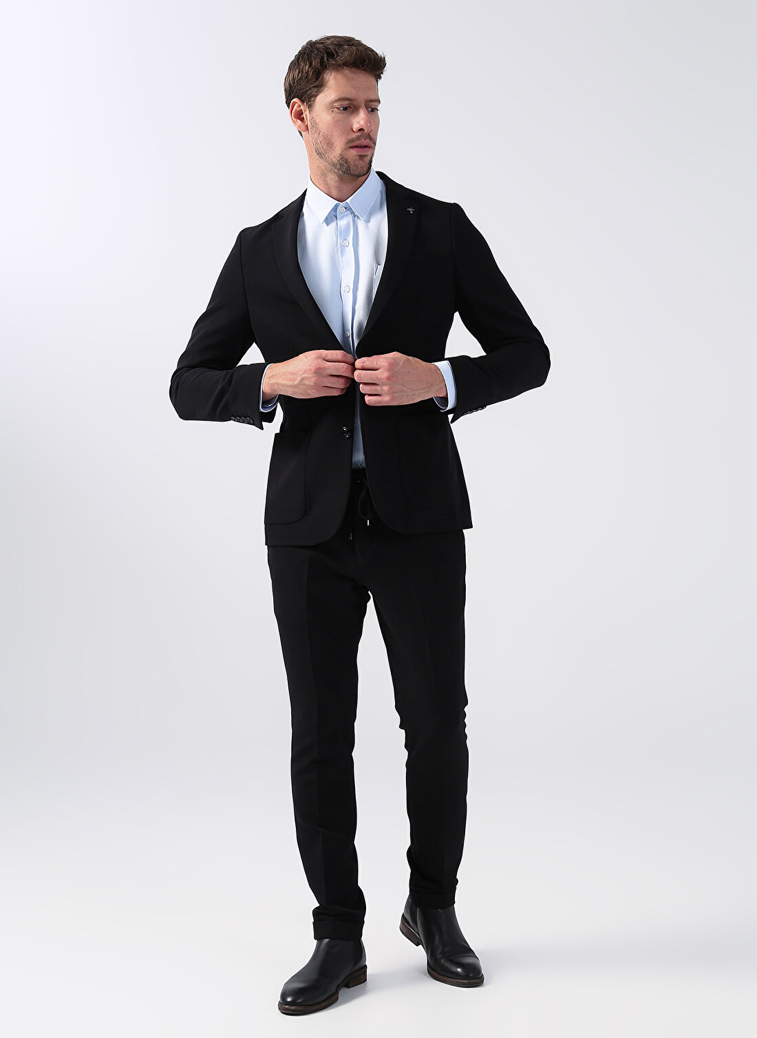 Fabrika Normal Bel Slim Fit Siyah Erkek Takım Elbise JAMIS2