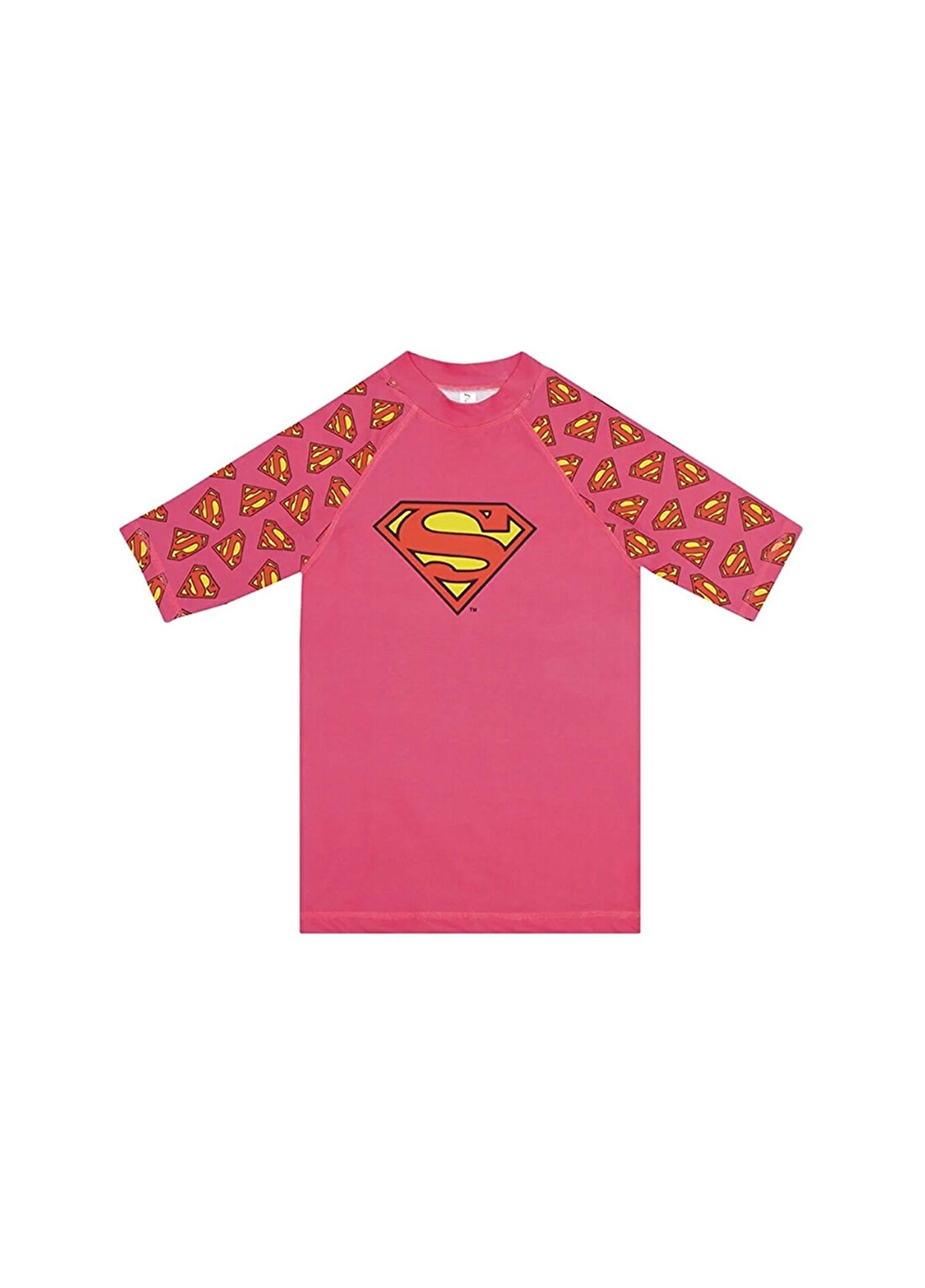 Slipstop Çok Renkli Kız Çocuk Bisiklet Yaka Yarım Kollu Dar Baskılı T-Shirt ST21110036 Super Girl T-Shirt