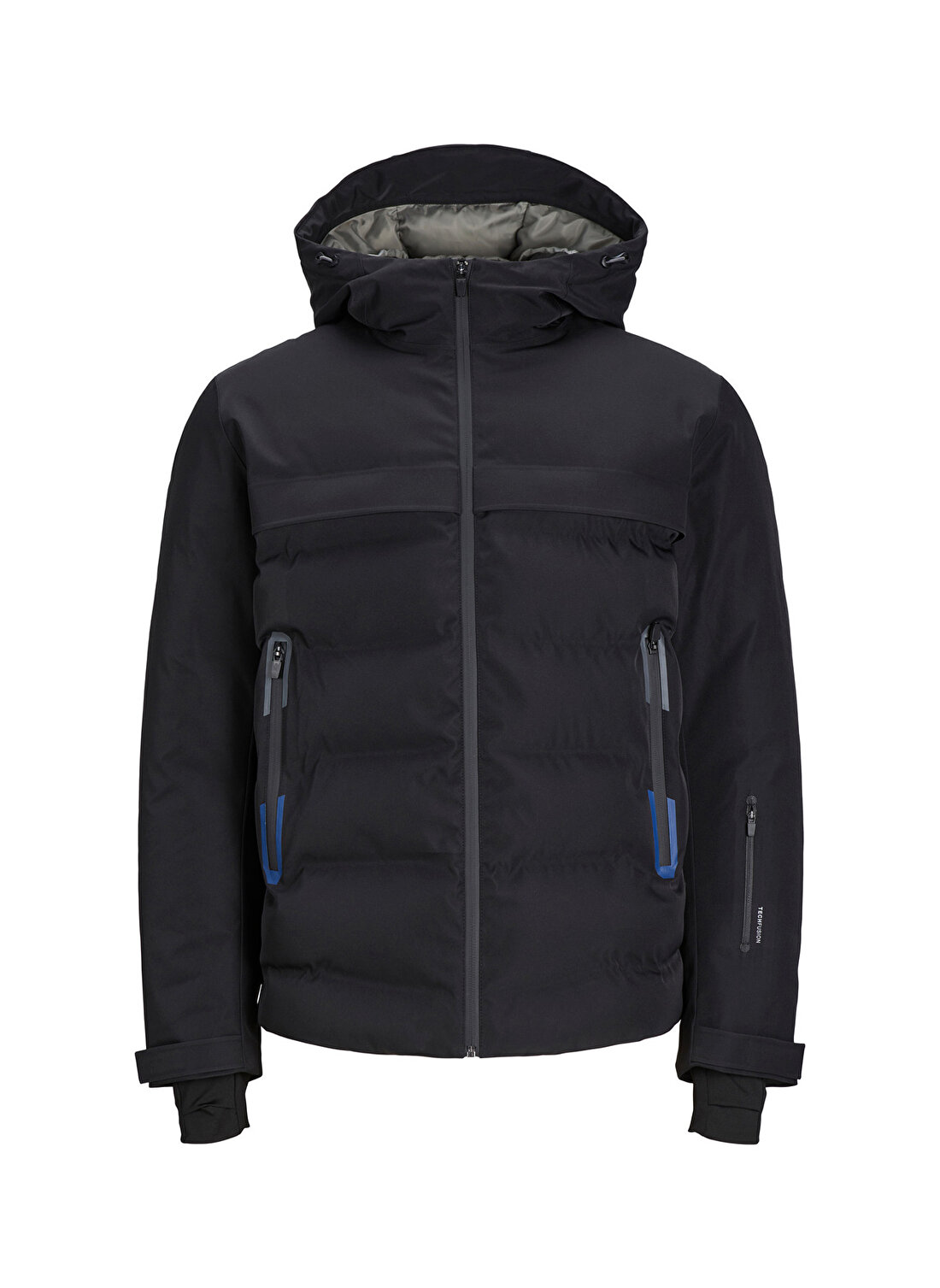 Jack & Jones Siyah Erkek Kapüşonlu Düz Mont 12225287_JCOTARWIN PUFFER 