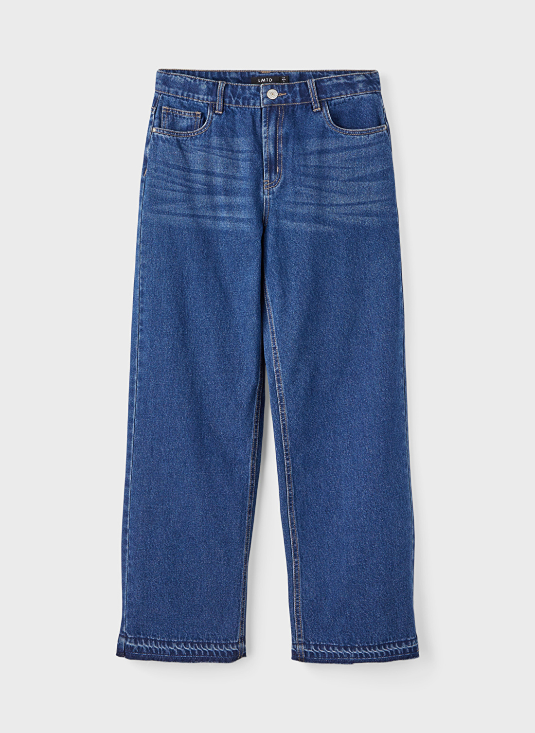 Lmtd Koyu Mavi Kız Çocuk Straight Düz Denim Pantolon NLFLETIZZA DNM HW STRAIGHT PANT W.   