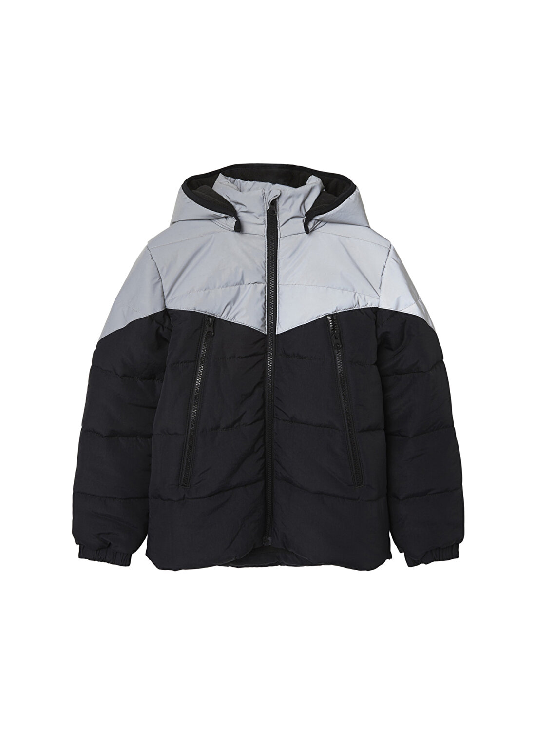 Name İt Siyah Erkek Çocuk Çizgili Mont NKNMELVIN REFLECTIVE PUFFER JACKET