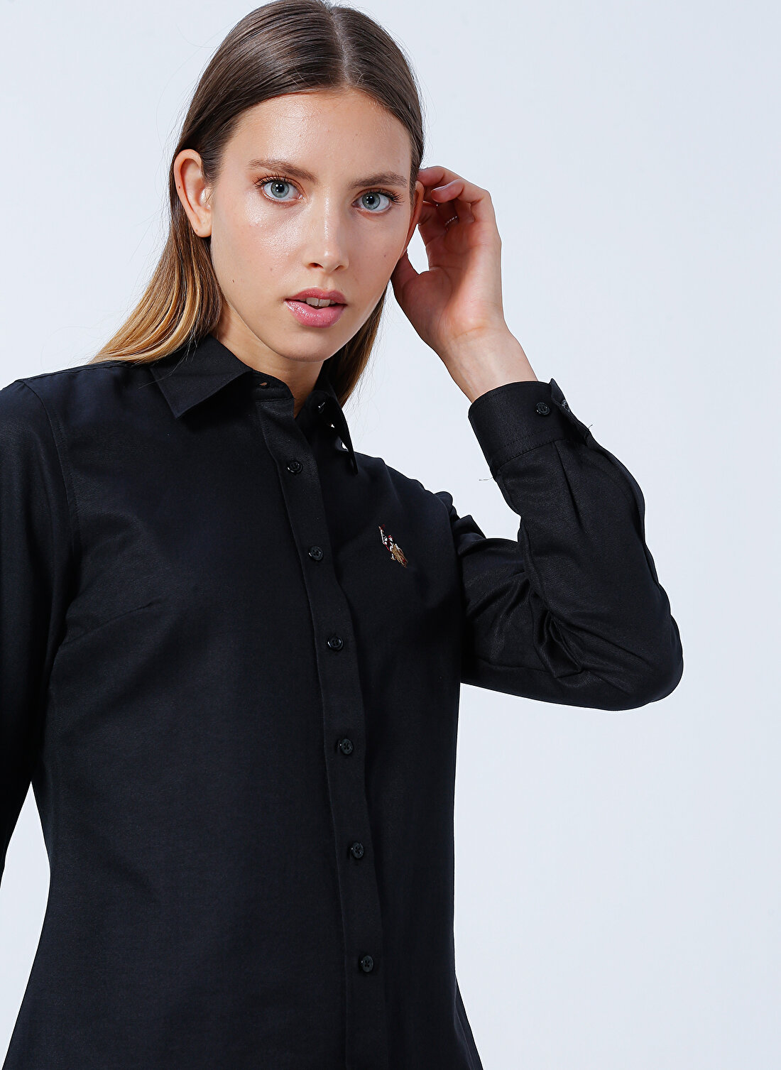 U.S. Polo Assn. Gömlek Yaka Düz Siyah Kadın Gömlek WOXCOLOR022K