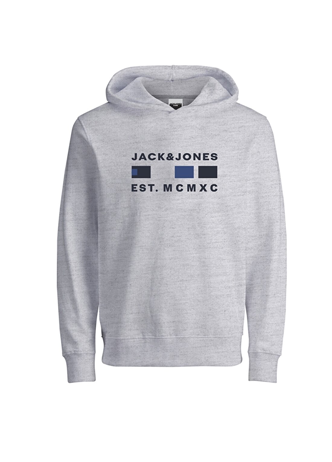 Jack & Jones Açık Gri Erkek Çocuk Kapüşonlu Uzun Kollu Baskılı Sweatshirt JCOFREDDIE SWEAT HOOD FST JNR
