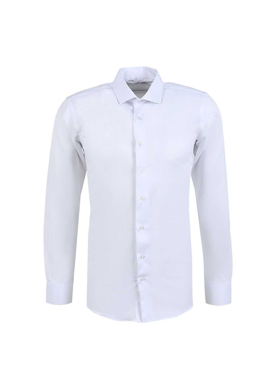 Süvari Slim Fit Klasik Yaka Armürlü Beyaz Erkek Gömlek GM2024700339