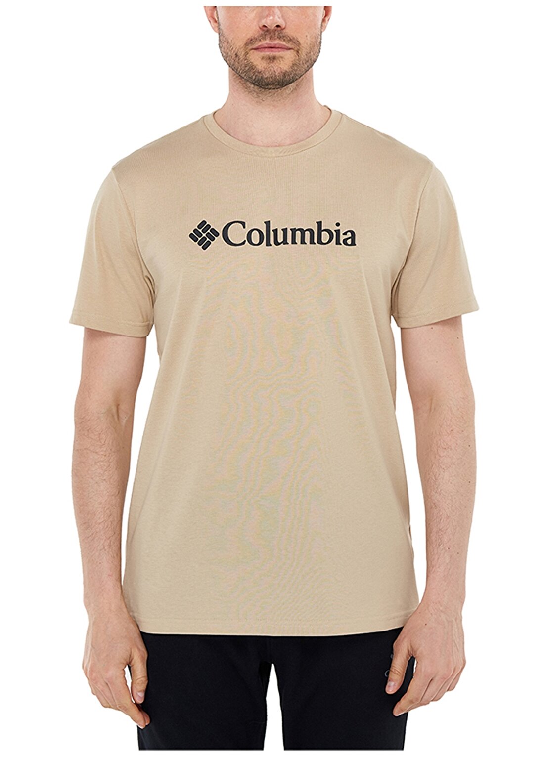 Columbia O Yaka Baskılı Deve Tüyü Erkek T-Shirt CS0287 CSC M BASIC BIG LOGO BRUSHED