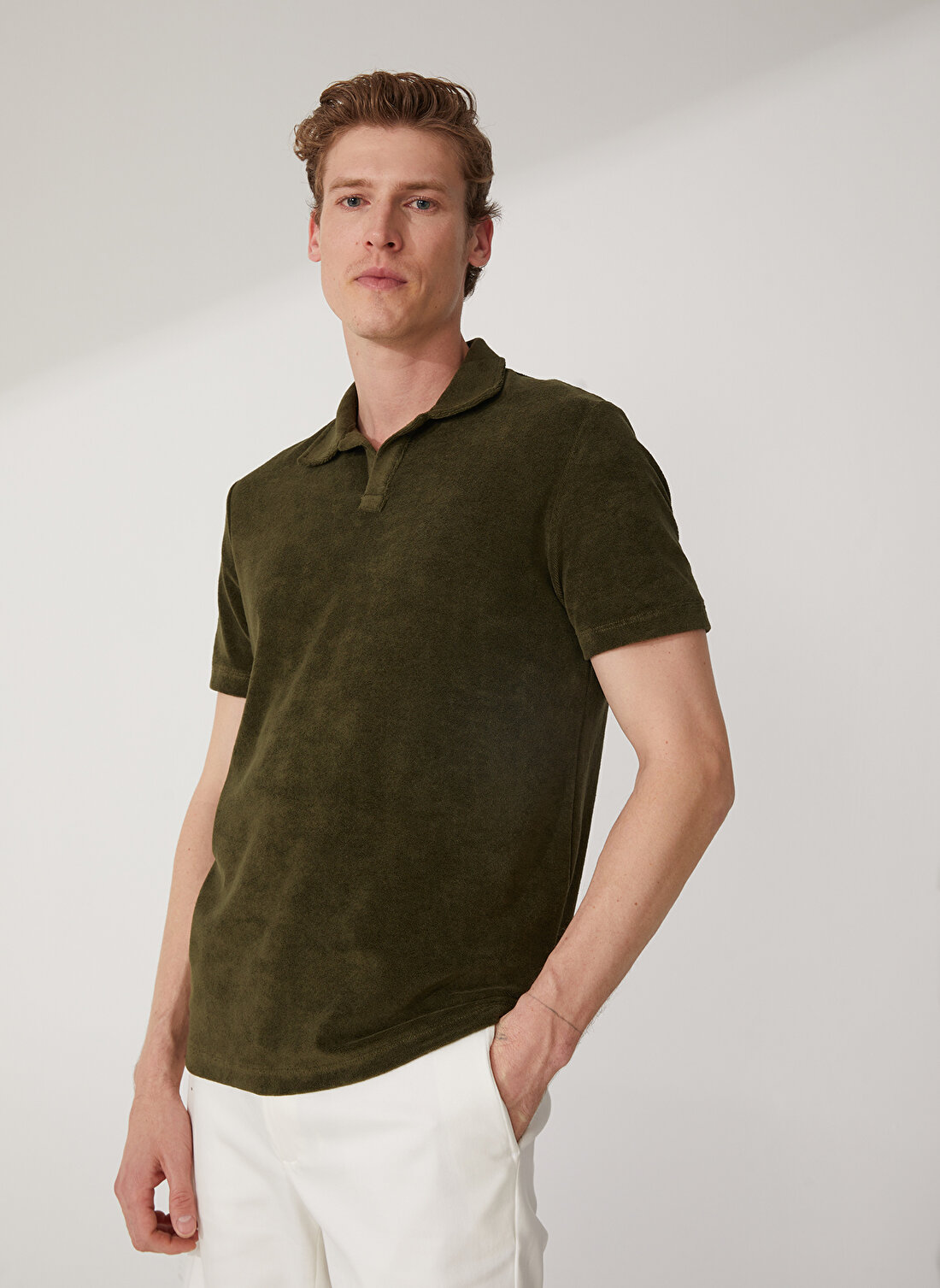 Fabrika Düz Yeşil Erkek Polo T-Shirt ALIZA