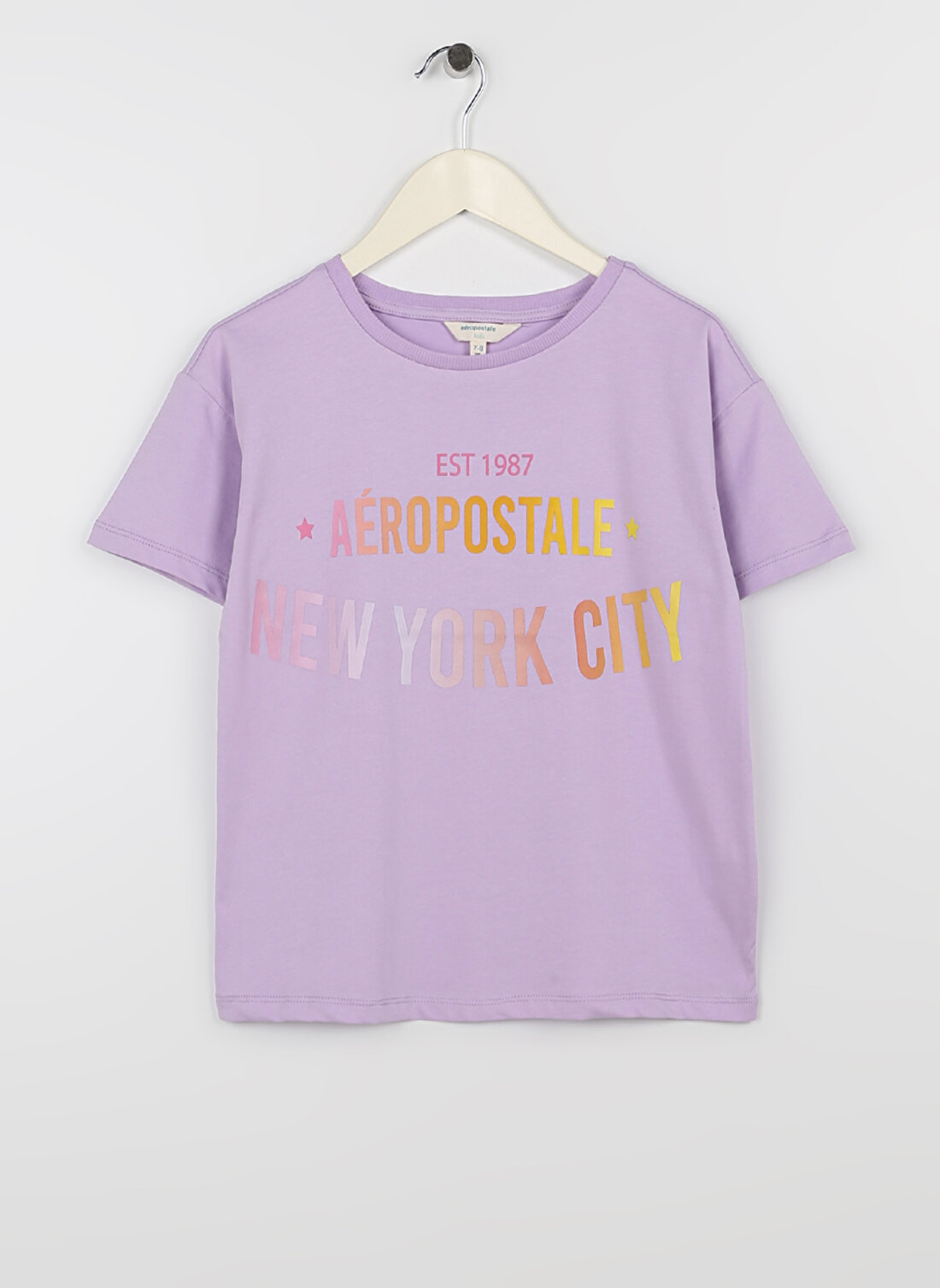 Aeropostale Lila Kız Çocuk Bisiklet Yaka Kısa Kollu Baskılı T-Shirt 23SAG-31  