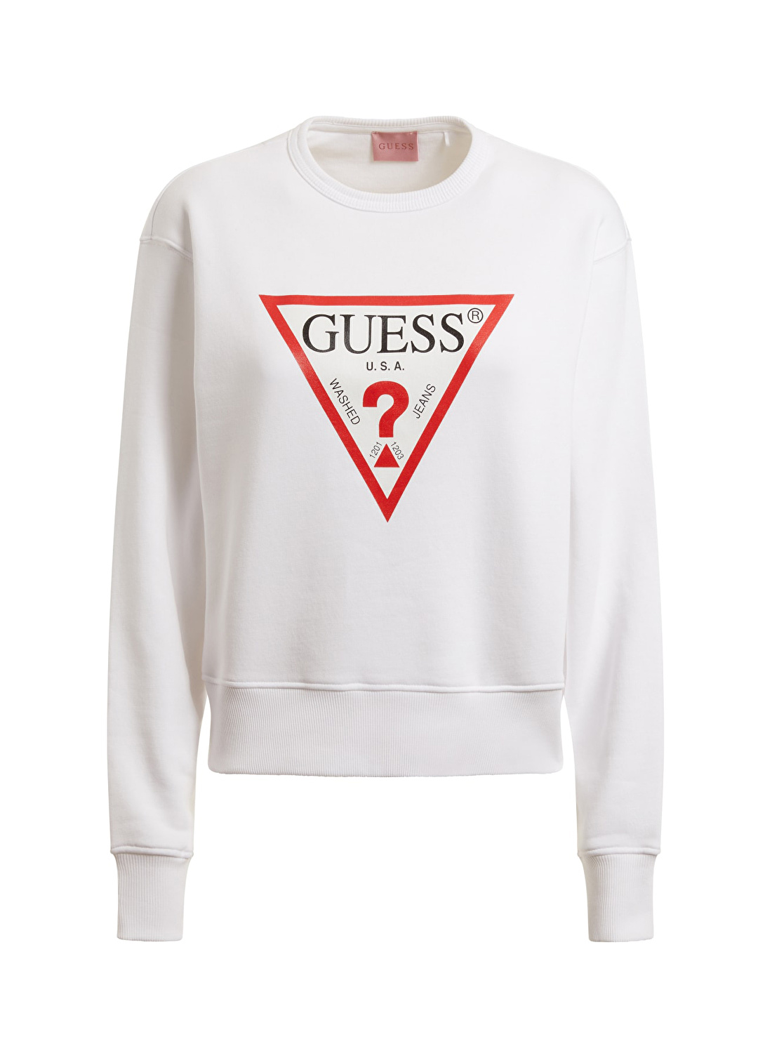 Guess Bisiklet Yaka Beyaz Kadın Sweatshırt W2YQ16KBA10G011