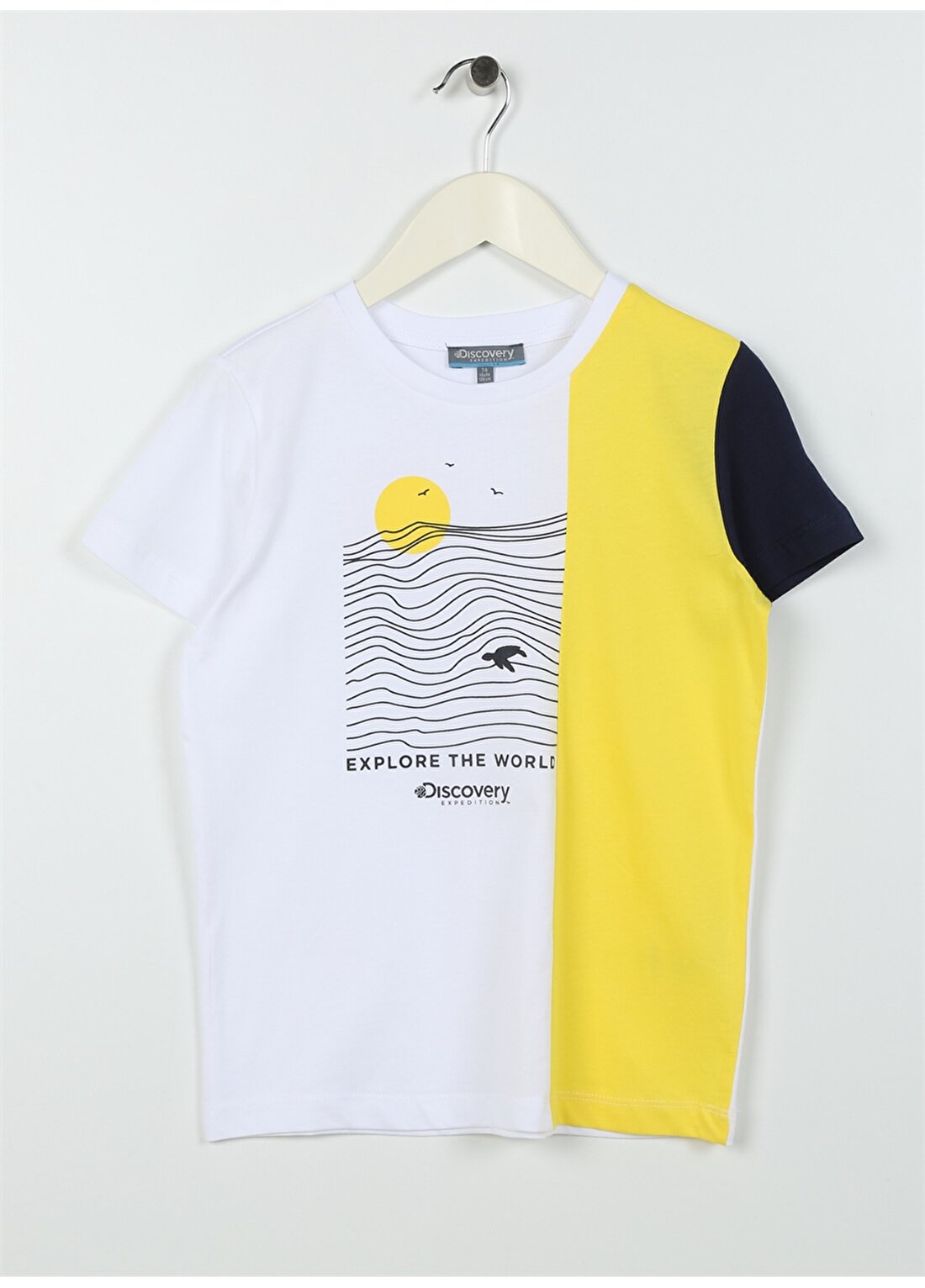 Discovery Expedition Beyaz Erkek Çocuk Bisiklet Yaka Kısa Kollu Baskılı T-Shirt OCEAN BOY