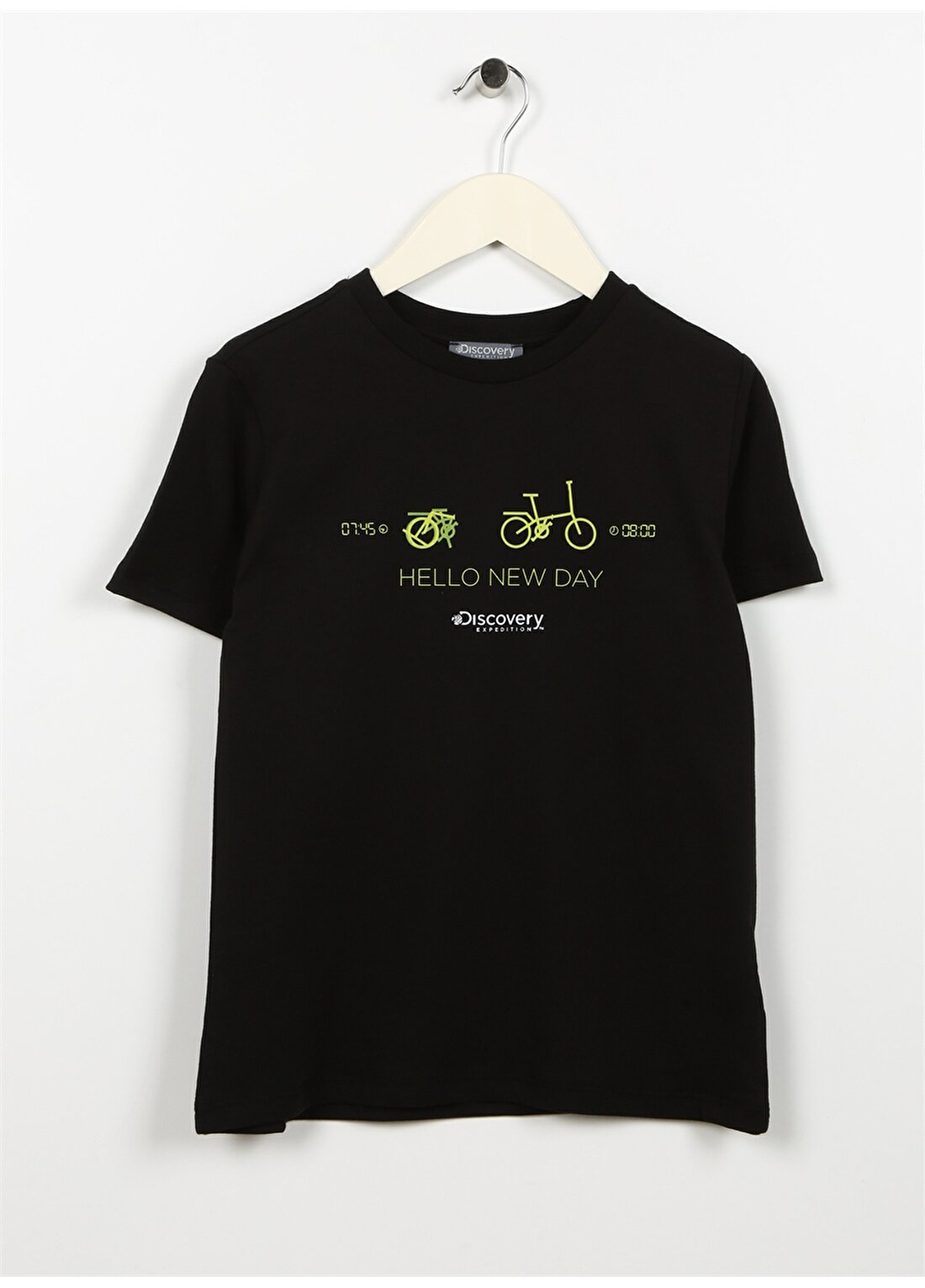 Discovery Expedition Siyah Erkek Çocuk Bisiklet Yaka Kısa Kollu Baskılı T-Shirt TIME BOY