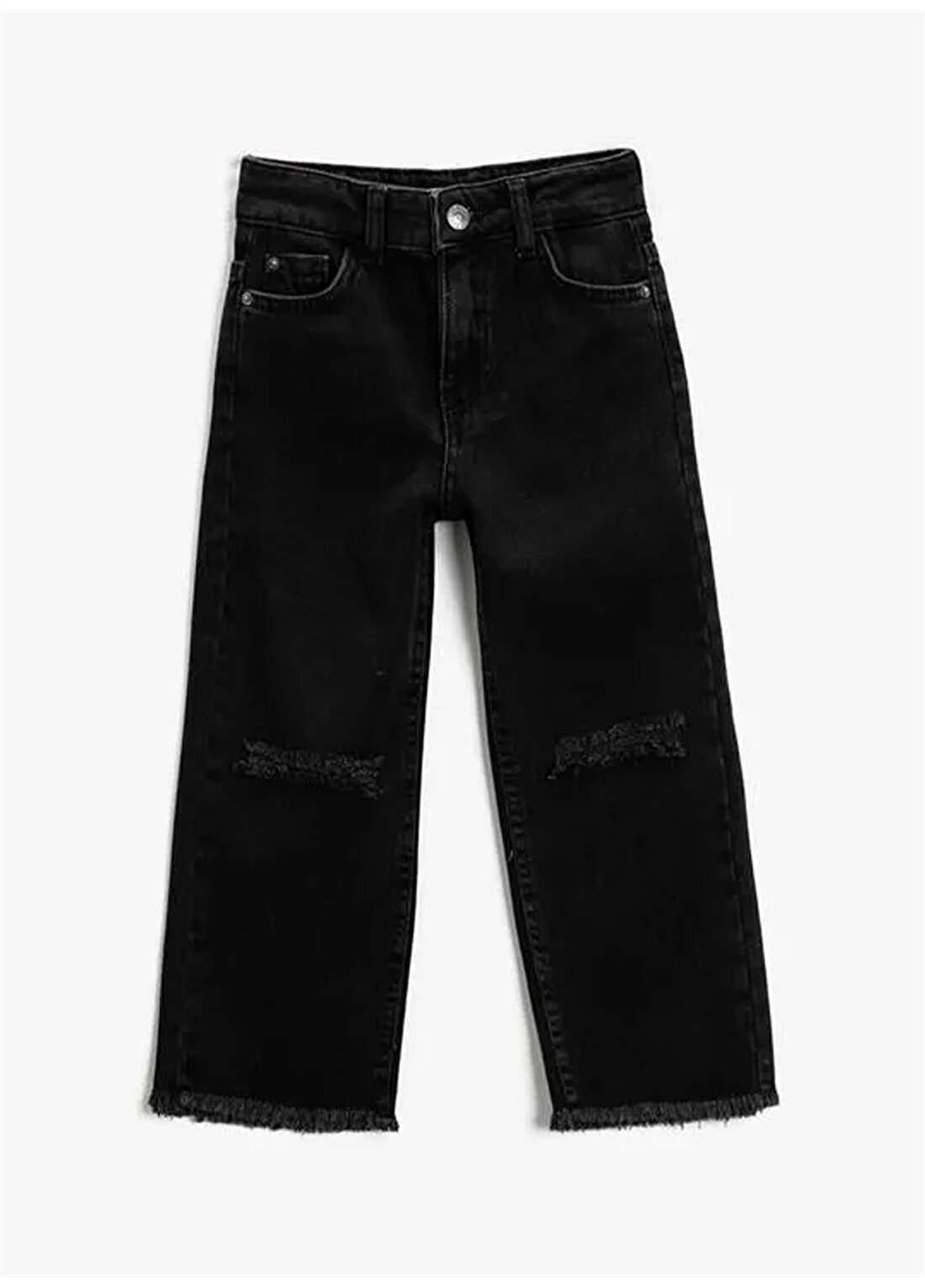 Koton Siyah Kız Çocuk Dar Paça Düz Pantolon 3SKG40017AD