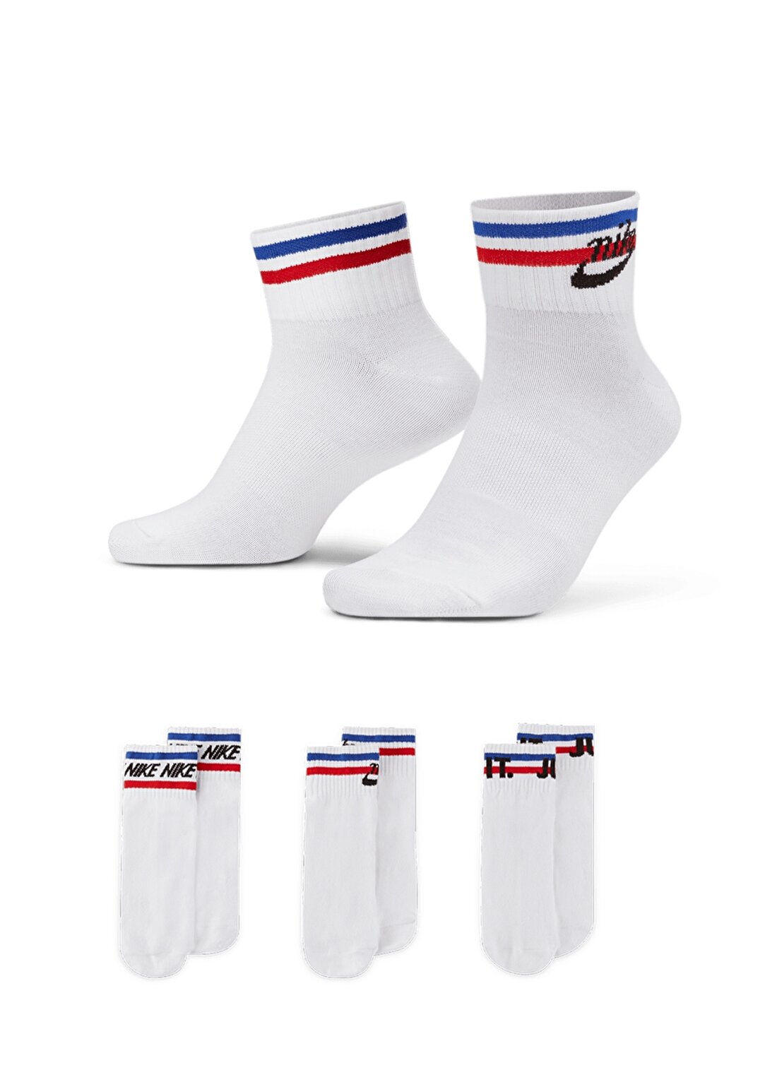 Nike Unisex Beyaz Çorap DX5080-100 Ankle Socks (3 Pairs)