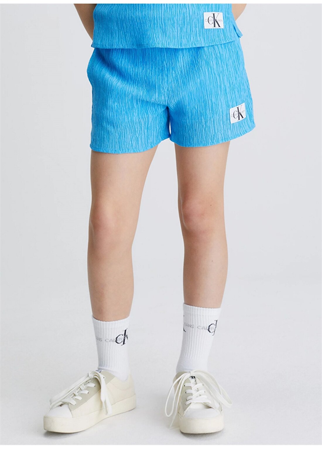 Calvin Klein Mavi Kız Çocuk Mini Rahat Düz Şort IG0IG01982CY0