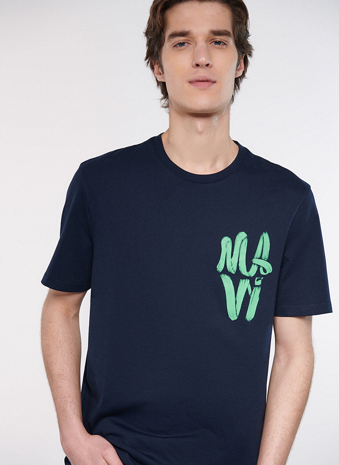 Mavi Bisiklet Yaka Baskılı Lacivert Erkek T-Shirt M0611322-70490_MAVİ BASKILI TİŞÖRT