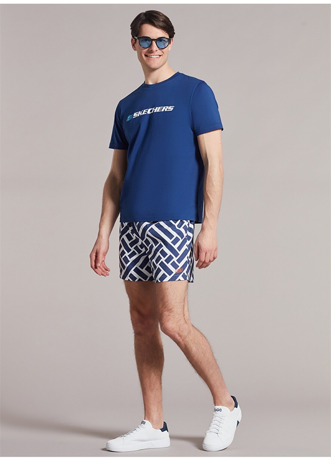Skechers Normal Mavi Erkek Şort S231384-422 M Swimwear Printed 5 In