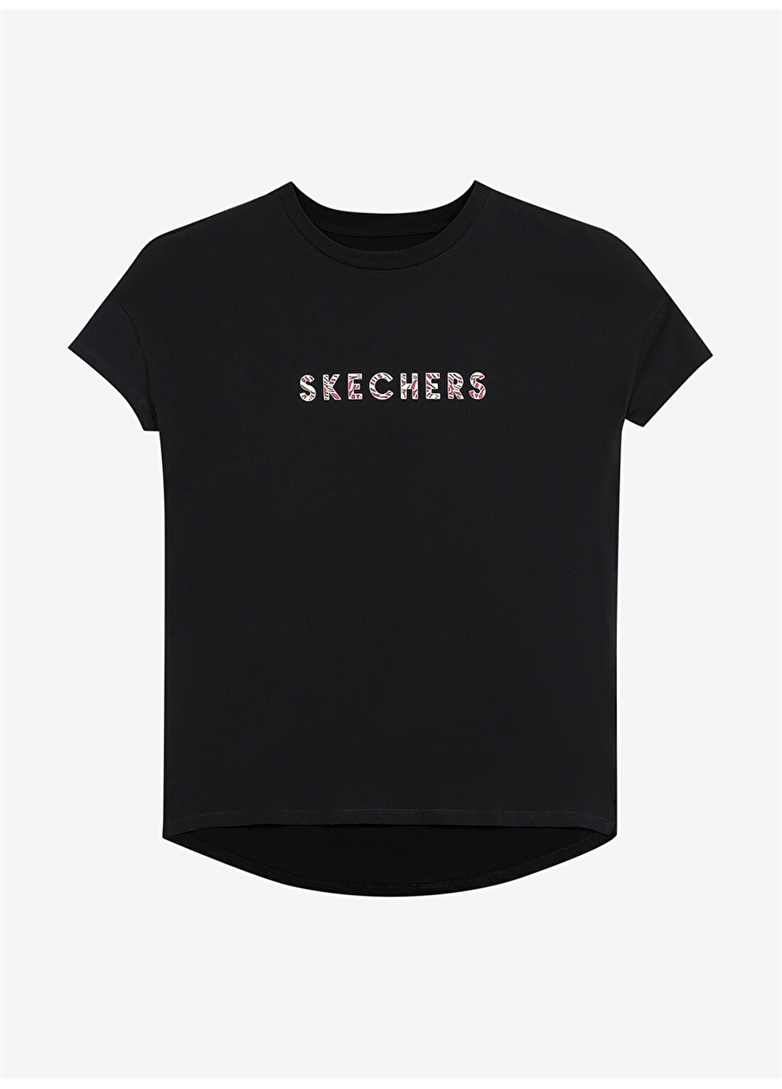 Skechers Yuvarlak Yaka Düz Siyah Kadın T-Shirt S231299-001 W Graphic Tee Crew Neck