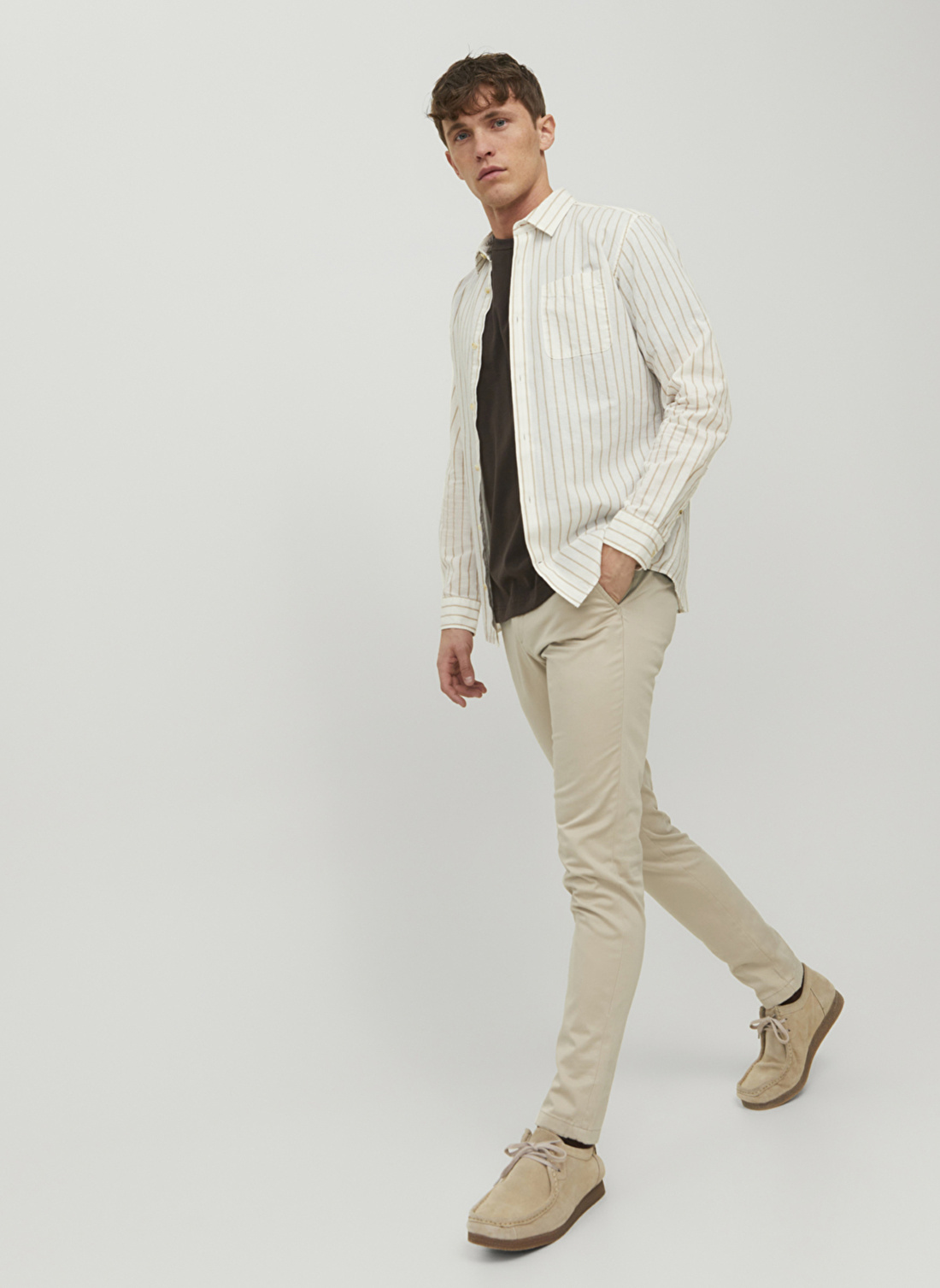 Jack & Jones Normal Bel Slim Fit Bej Erkek Chino Pantolon 12150148_JPSTMARCO JJBOWIE NOOS