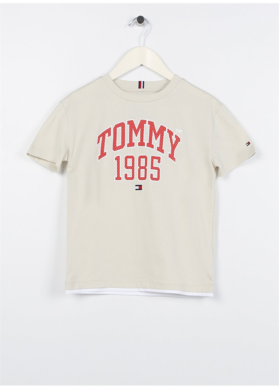 Tommy Hilfiger Baskılı Bej Erkek Çocuk T-Shirt KB0KB08206ACU