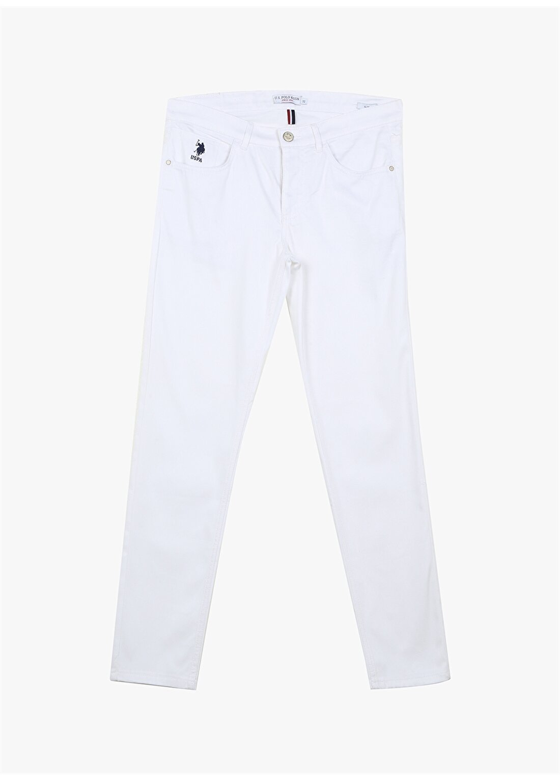 U.S. Polo Assn. Normal Bel Normal Paça Slim Fit Beyaz Erkek Pantolon DERNEST23Y