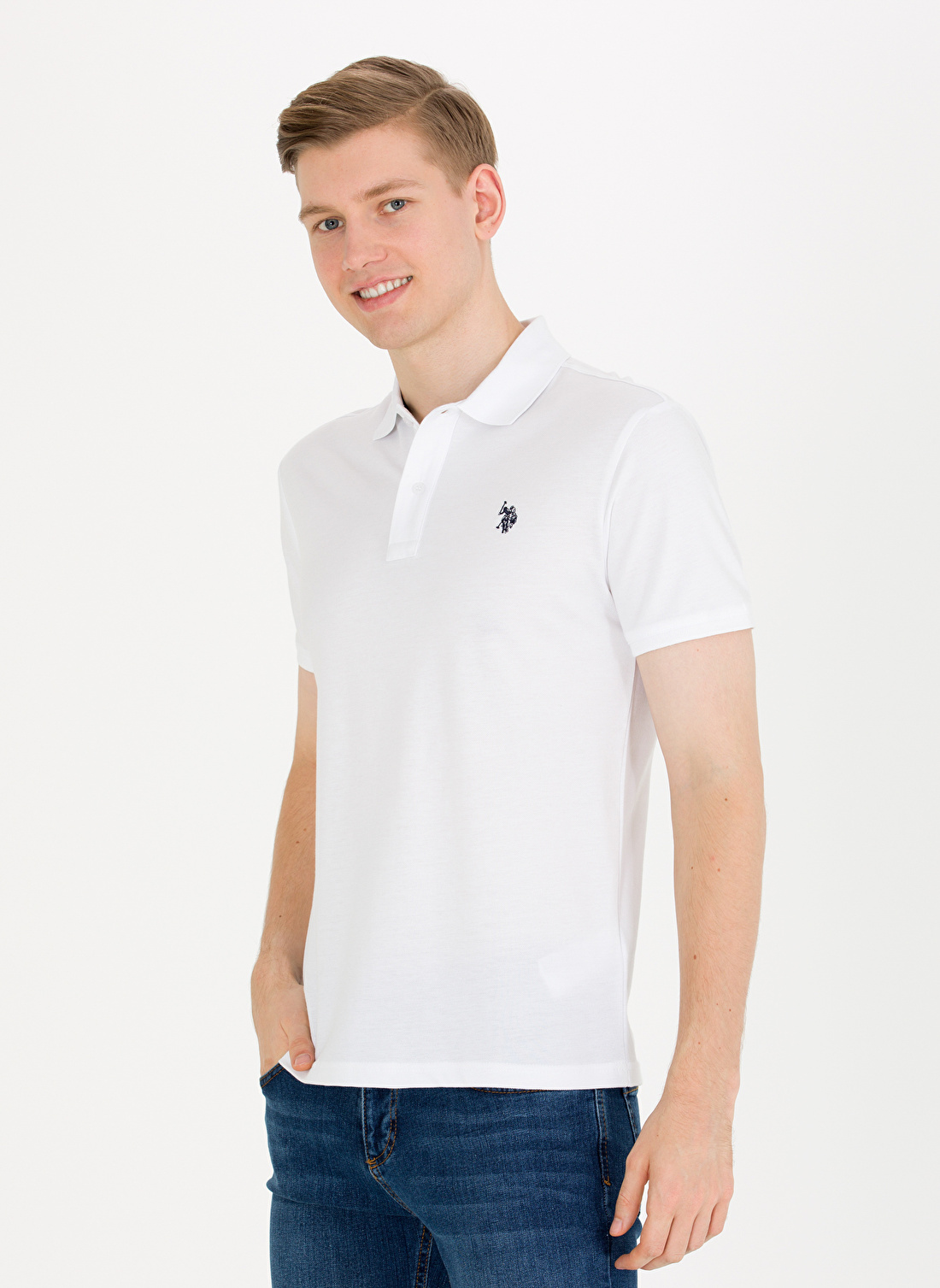 U.S. Polo Assn. Beyaz Erkek Polo T-Shirt GTP04IY023