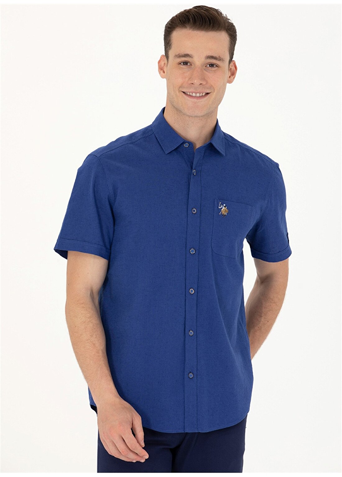 U.S. Polo Assn. Mavi Erkek Kısa Kollu Gömlek ELFY023Y
