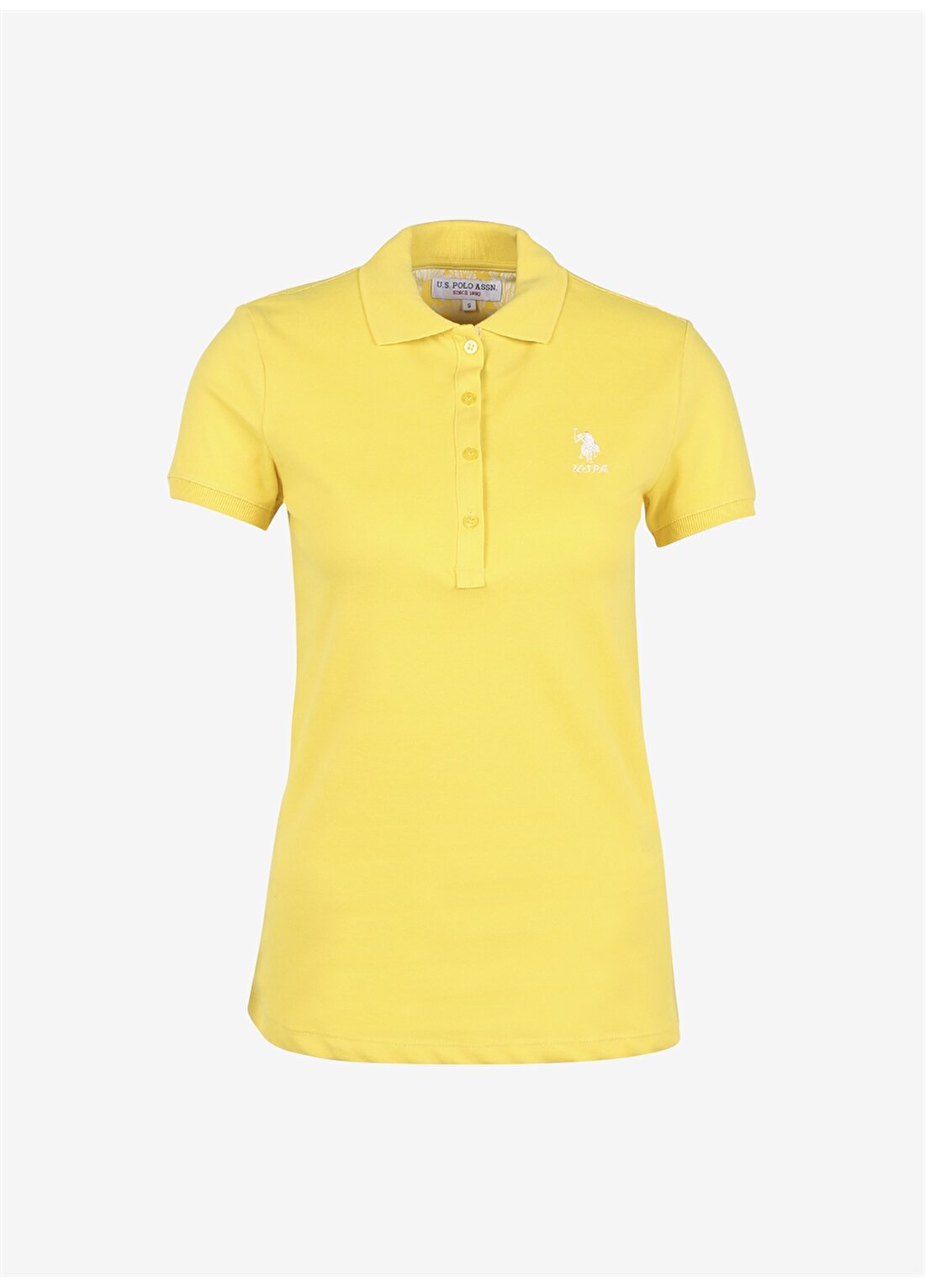 U.S. Polo Assn. Polo Yaka Düz Sarı Kadın T-Shirt TP0123