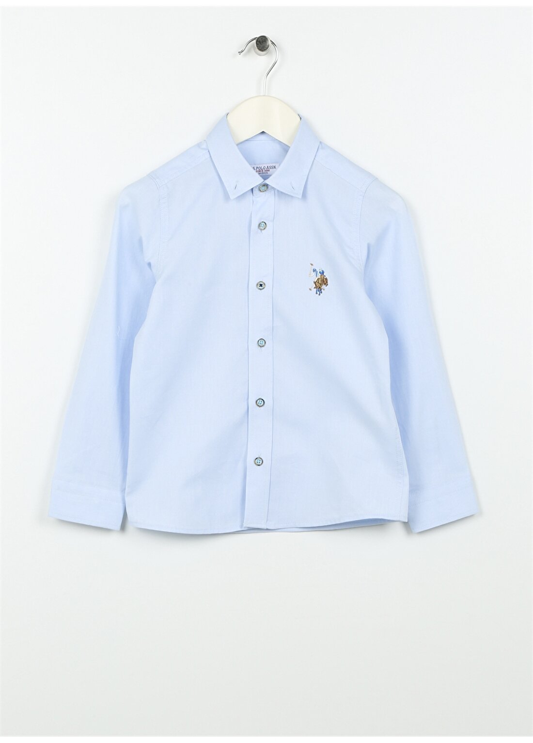 U.S. Polo Assn. Düz Mavi Erkek Çocuk Gömlek CEDCOLORKIDS023Y