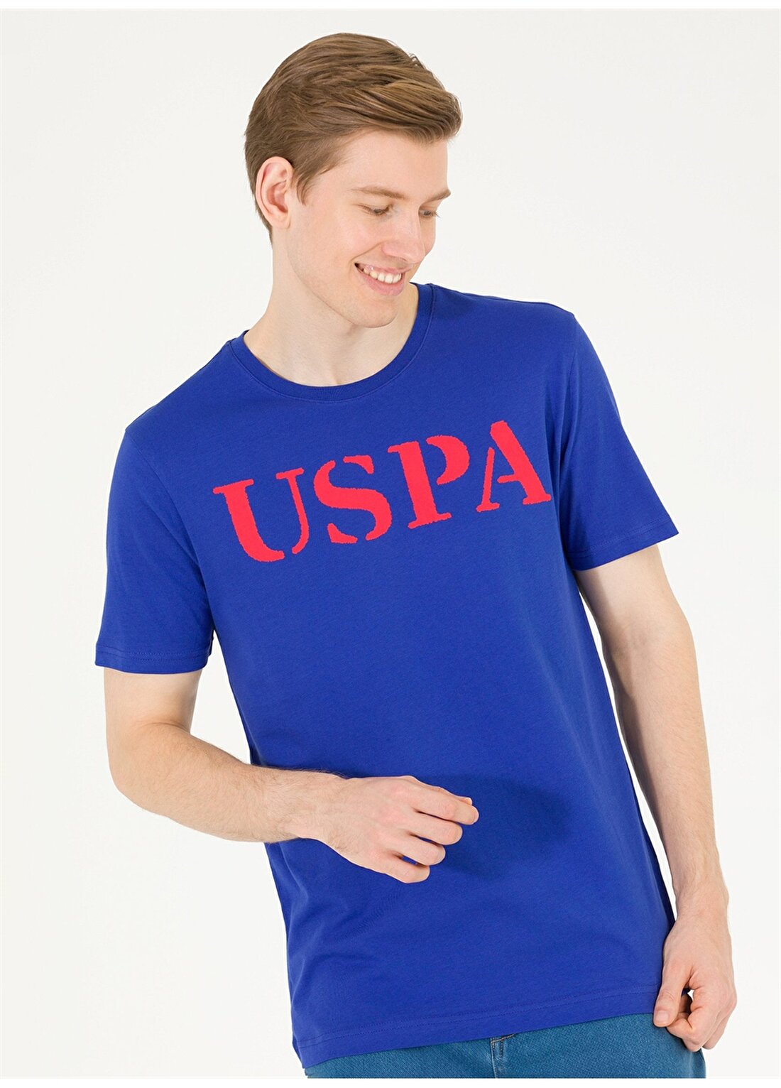 U.S. Polo Assn. Bisiklet Yaka Mavi Erkek T-Shirt GEARTIY023