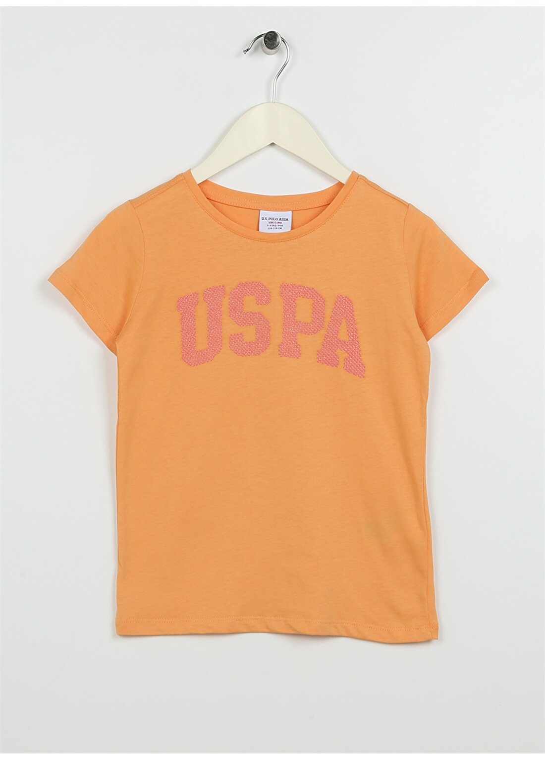U.S. Polo Assn. Baskılı Turuncu Kız Çocuk T-Shirt KEAN-IY23