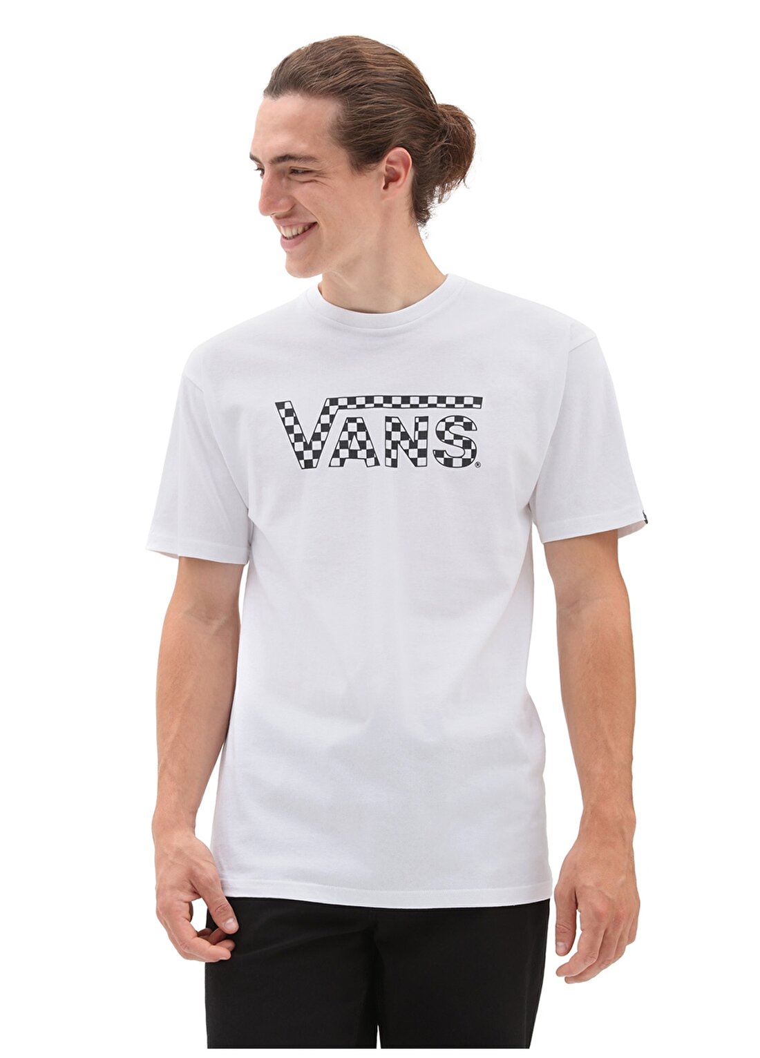 Vans Yuvarlak Yaka Düz Beyaz Erkek T-Shirt VN0A7UCPYB21 CHECKERED VANS-B