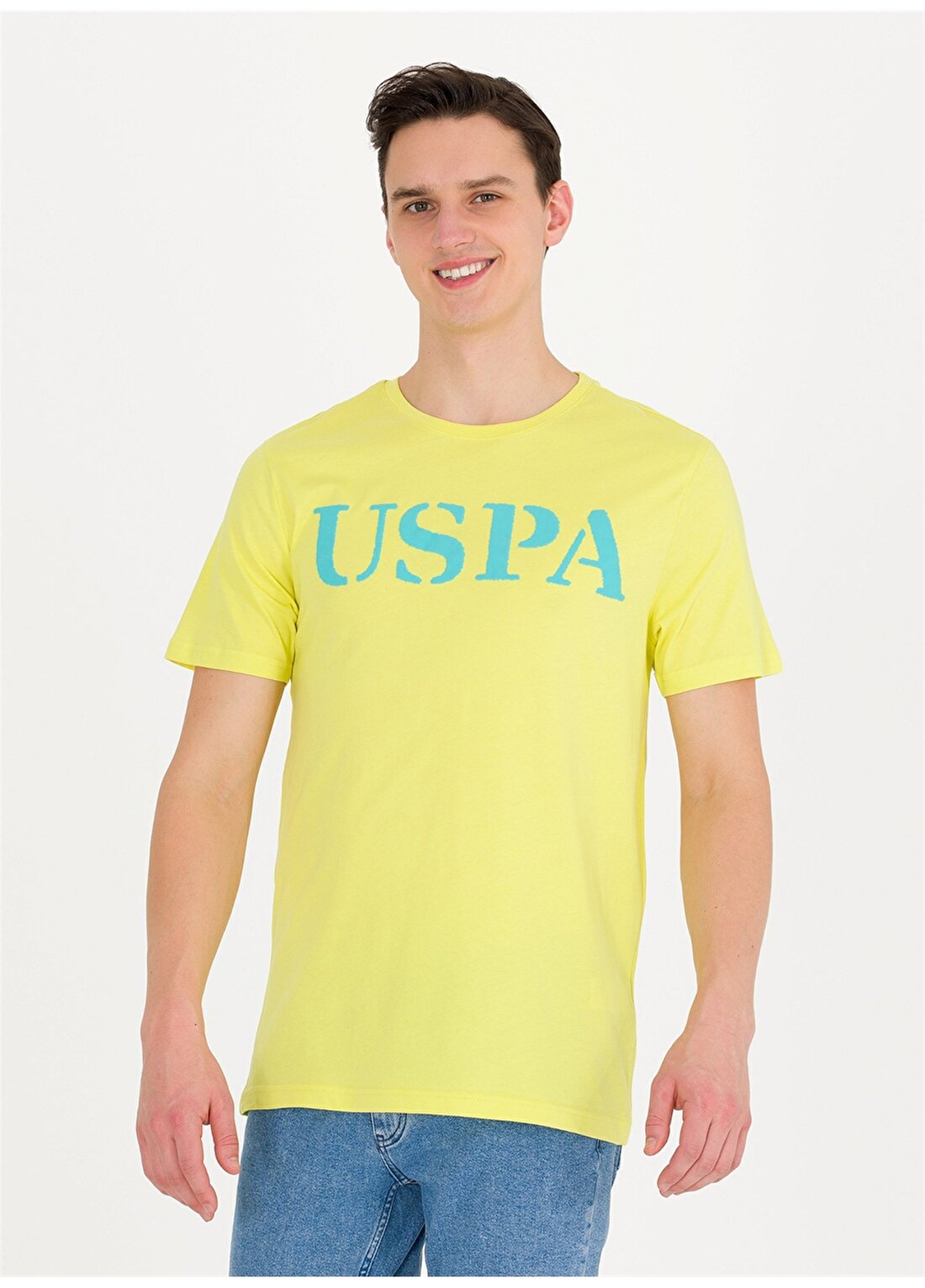U.S. Polo Assn. Bisiklet Yaka Sarı Erkek T-Shirt GEARTIY023