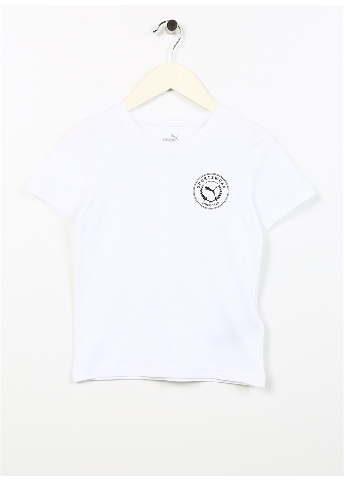Puma Beyaz Erkek Çocuk Bisiklet Yaka Kısa Kollu Düz T-Shirt 67996801 Boy S TEE