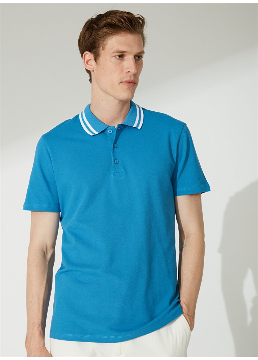 People By Fabrika Düz Koyu Mavi Erkek Polo T-Shirt 23P07