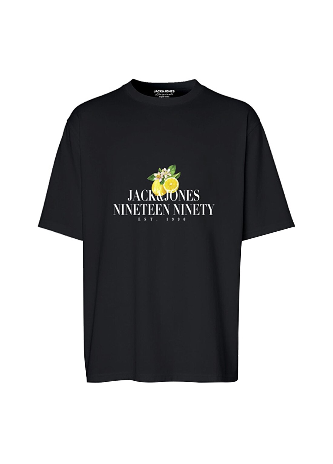 Jack & Jones Siyah Erkek Çocuk Bisiklet Yaka Yarım Kollu Desenli T-Shirt 12230822