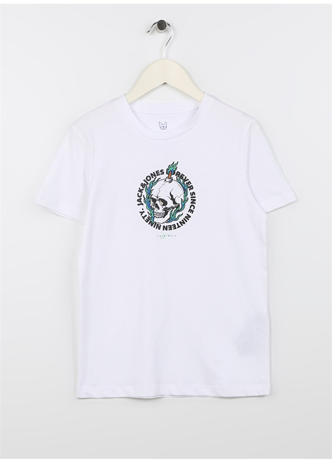 Jack & Jones Kırık Beyaz Erkek Çocuk Bisiklet Yaka Desenli T-Shirt 12234205