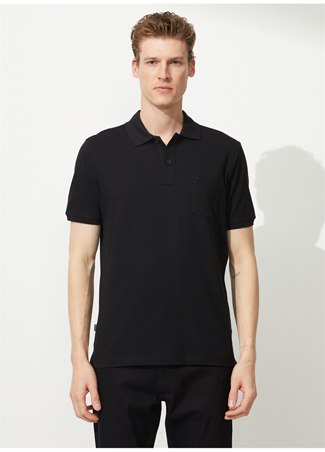 Pierre Cardin Polo Yaka Düz Siyah Erkek T-Shirt EARTH-R