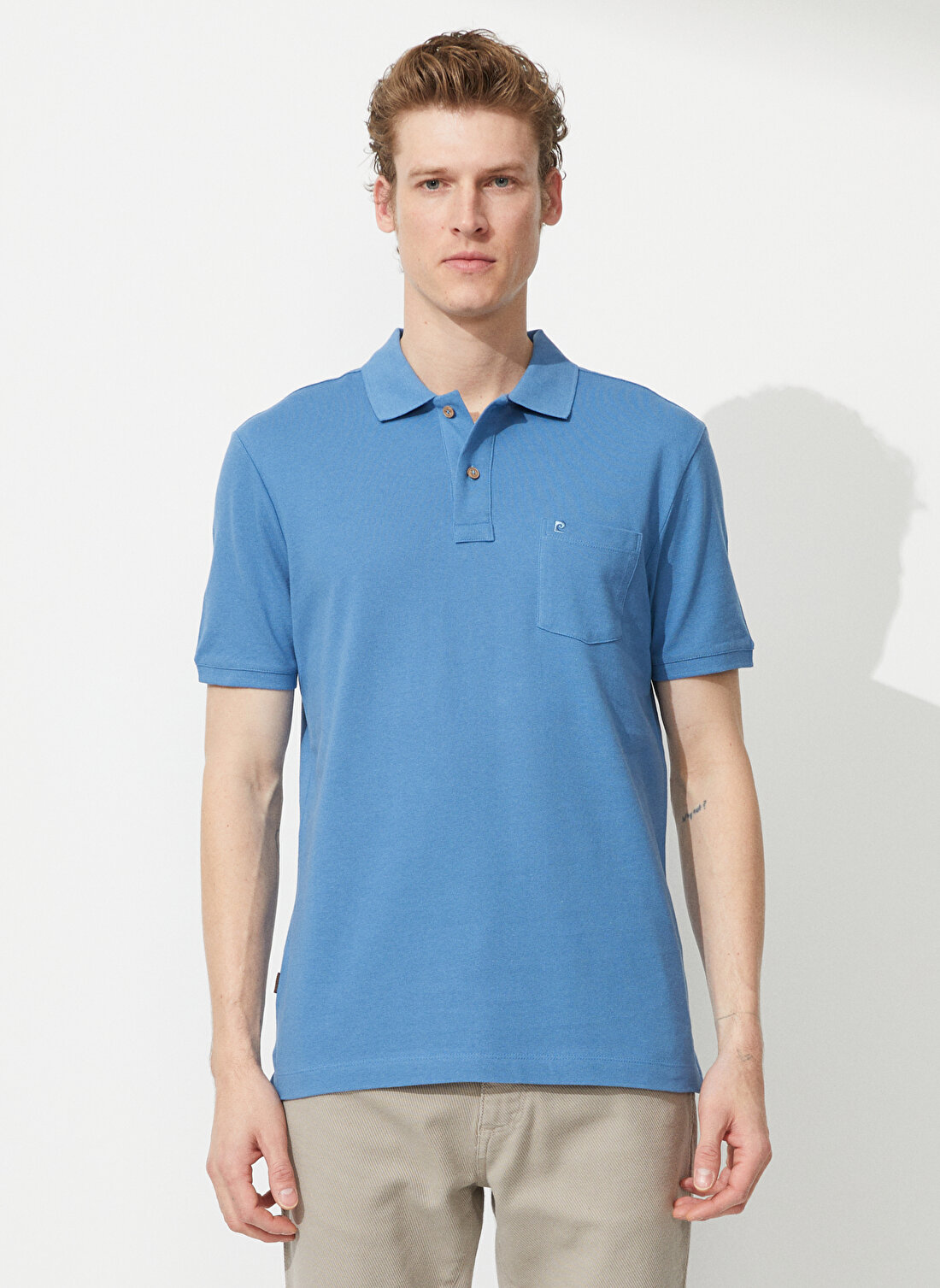 Pierre Cardin Düz Koyu Mavi Erkek Polo T-Shirt EARTH-R