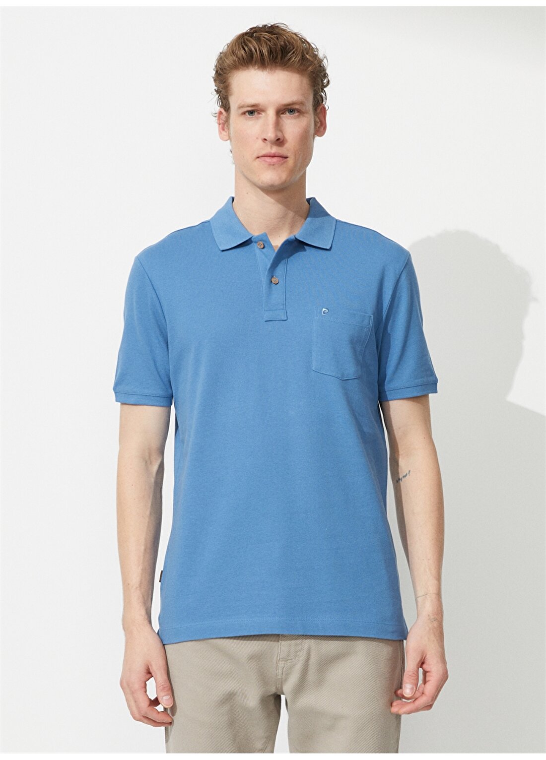 Pierre Cardin Düz Koyu Mavi Erkek Polo T-Shirt EARTH-R
