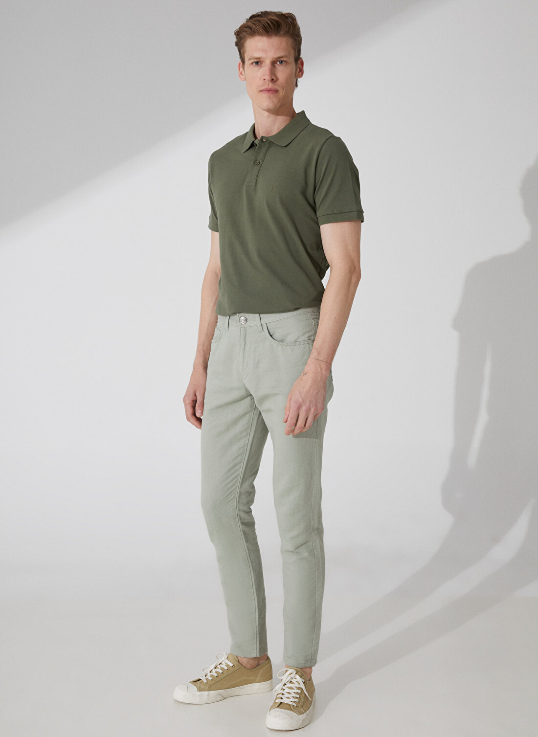 Pierre Cardin Normal Bel Normal Paça Slim Fit Açık Yeşil Erkek Pantolon GABON